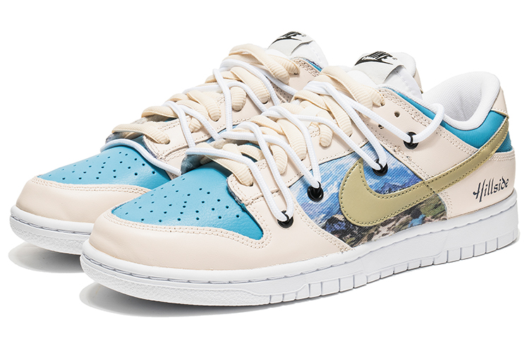 Lookbook 【客製球鞋】 Nike Dunk Low 野鶴製造 解構主題 山川之境 解構雙鞋帶 牛仔貼布 休閒 低幫 板鞋 男款 米藍