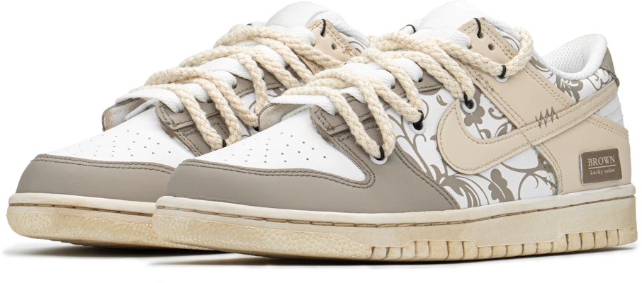 【定制球鞋】 Nike Dunk Low FZBB 復古花紋 手繪噴繪 特殊禮 低幫 板鞋 GS 棕白 Lookbook 【定制球鞋】 Nike Dunk Low FZBB 復古花紋 手繪噴繪 特殊禮 低幫 板鞋 GS 棕白