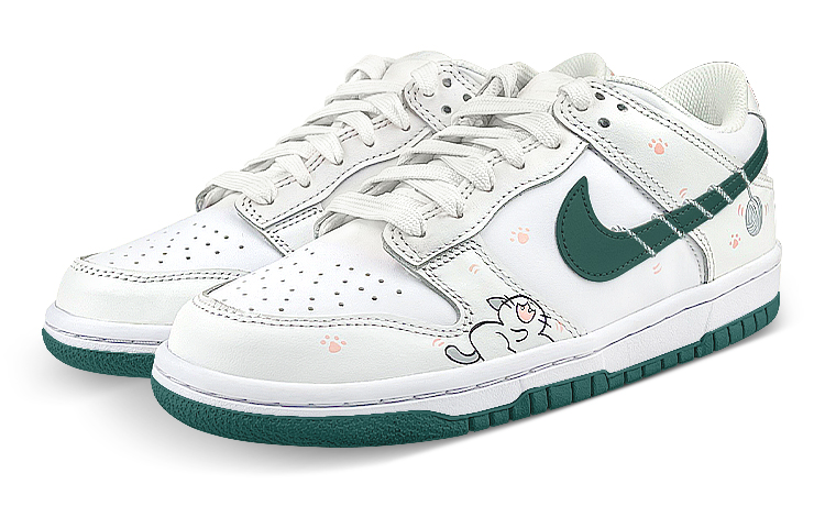Lookbook [Kasukan Tersuai] Nike Dunk Low 'Grafiti Bola Benang Kucing Comel' FD9911-101(Team叁-女款绿钩猫线团)