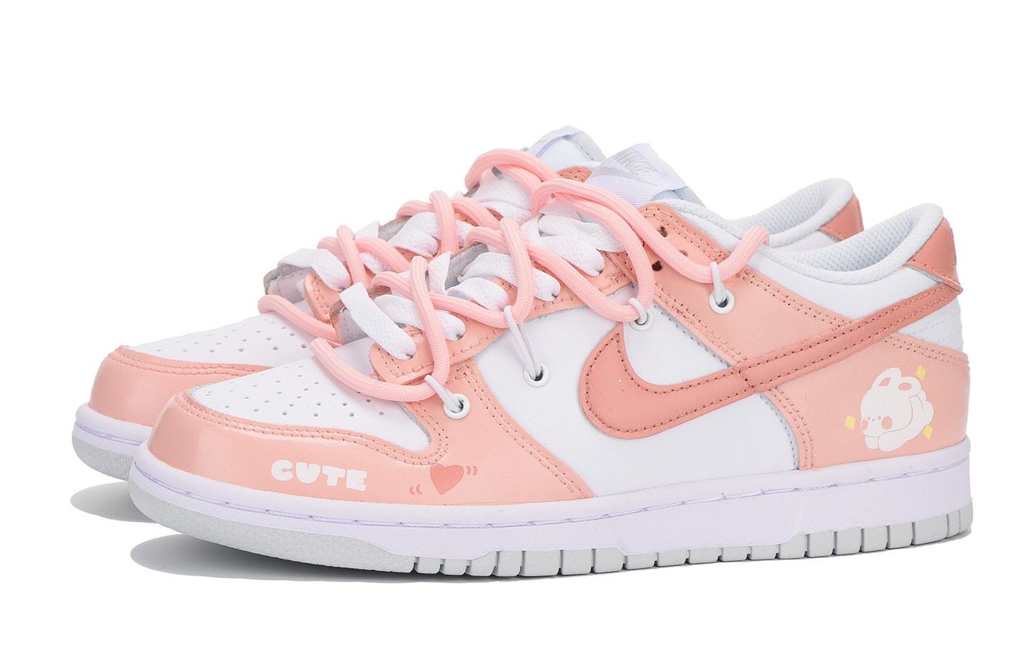 Lookbook [Zapatos Personalizados] Nike Dunk Low 'Conejito Lindo Rosa Blanco' DH9765-102(Team32-女款可爱小兔)
