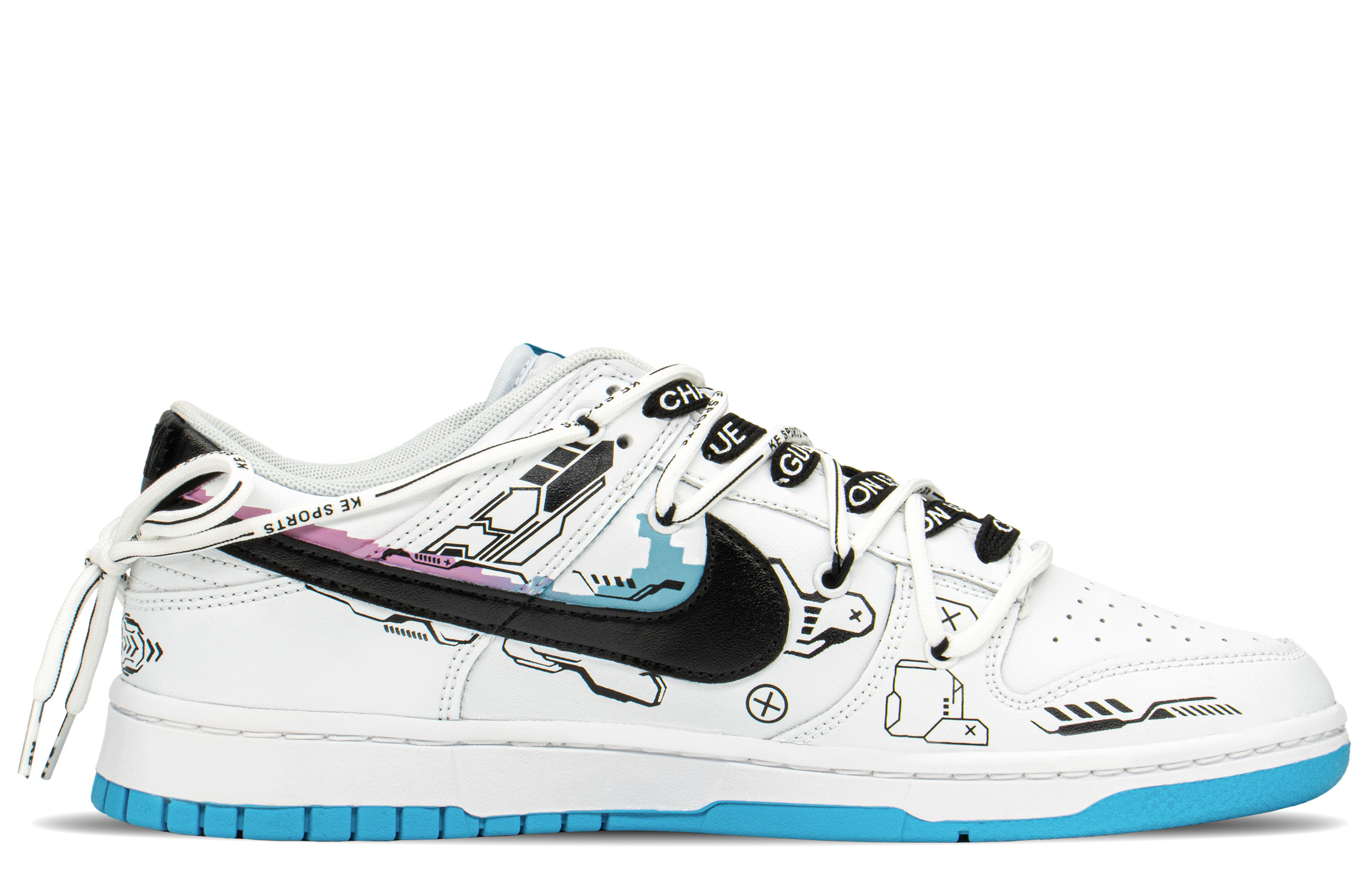 Order [カスタムシューズ] ナイキ ダンク ロー 'サイバーメカニカル ハイストリート ブラックホワイト' DV0831-001(TeamA-DK赛博机械2S-BOX)