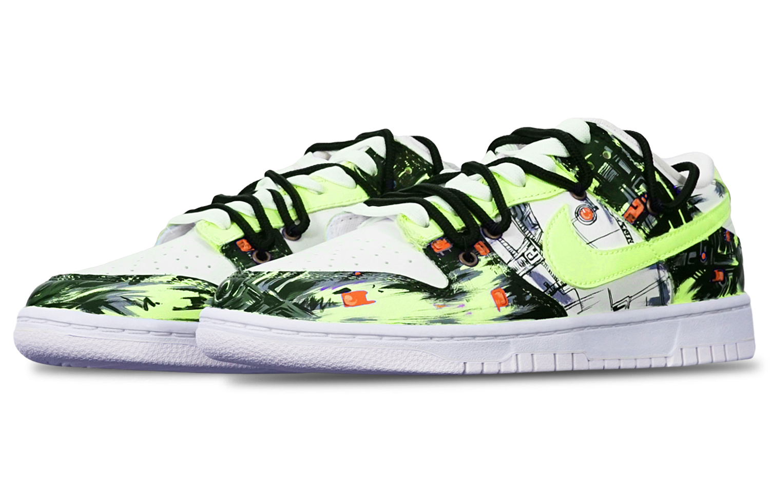 Lookbook [定制鞋] 耐克Dunk Low '赛博朋克抽象涂鸦黄白' DH9765-100(TeamT-赛博涂鸦黄白S-BOX)