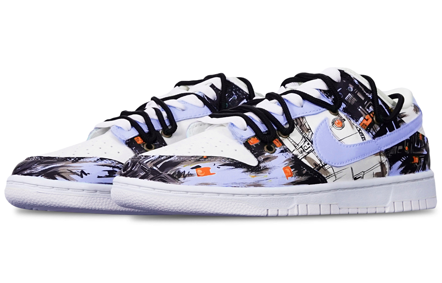 Lookbook 나이키 덩크 로우 '사이버펑크 그래피티' (51 characters) DH9765-100(TeamT-赛博涂鸦紫白S-BOX)