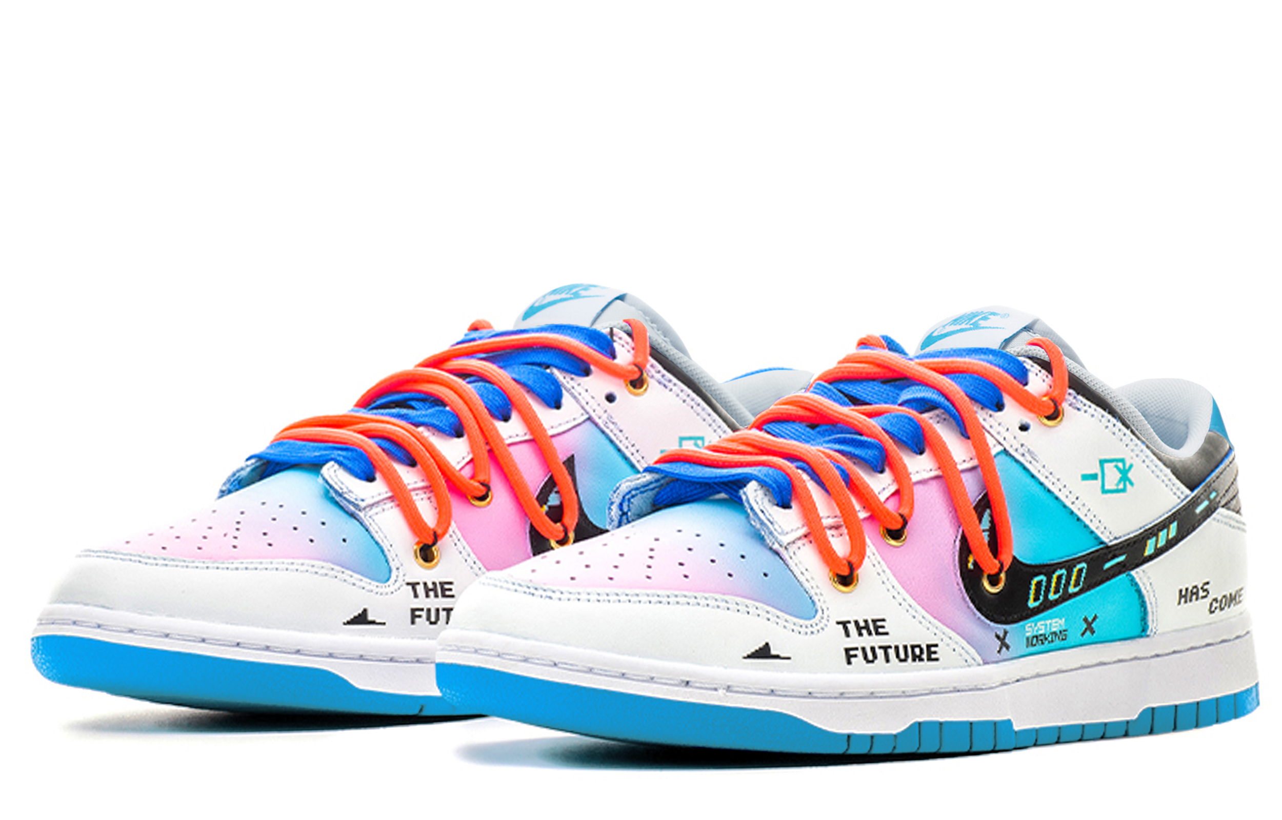 Lookbook 【定製球鞋】Nike Dunk Low FZBB 賽博龐克 機能像素 電玩棉花糖 禮盒 低筒 板鞋 男款 藍粉漸變