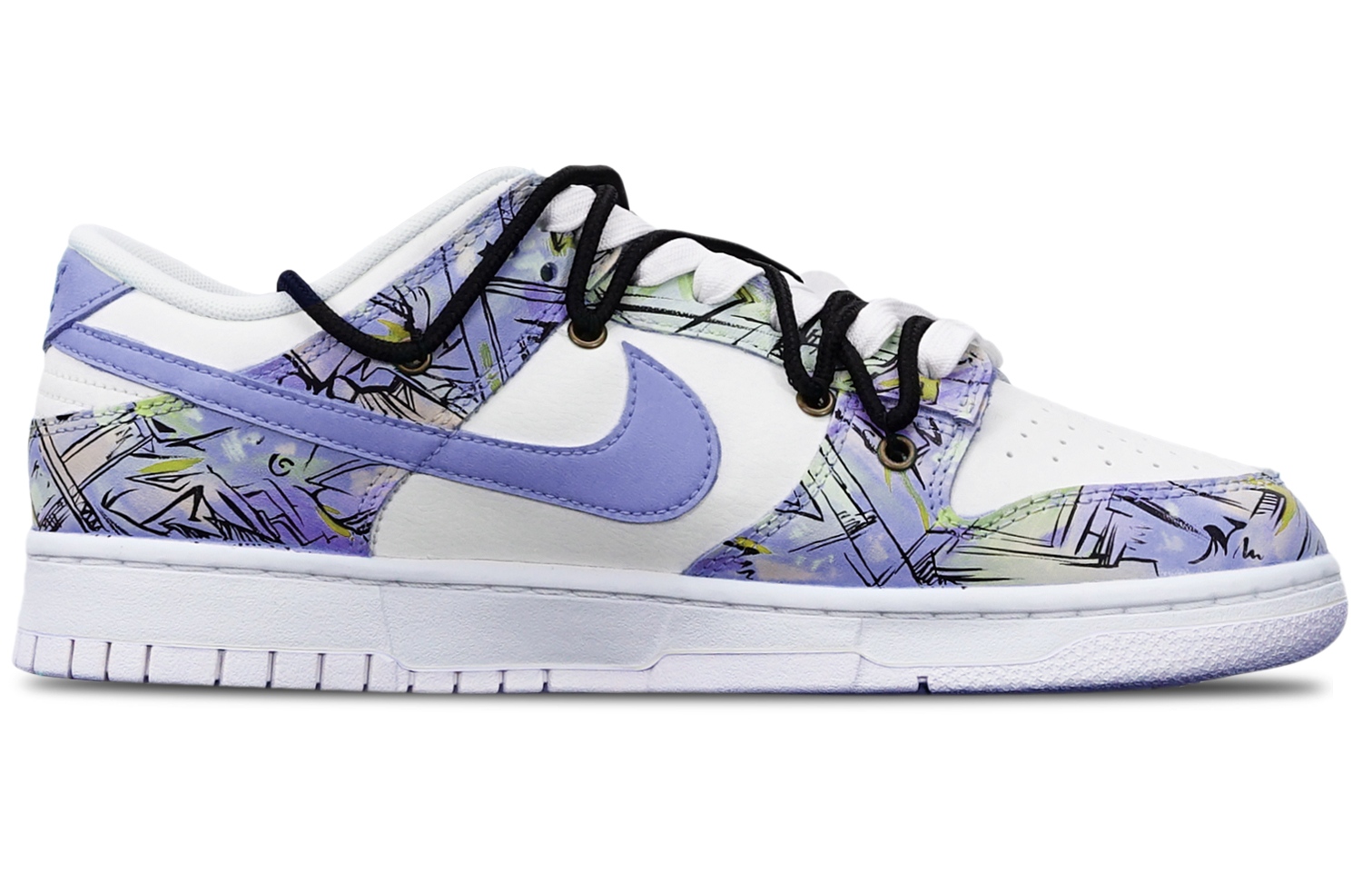 Order 【定製球鞋】Nike Dunk Low 機械線路 賽博朋克風 抽象塗鴉 解構雙鞋帶 限量特殊鞋盒 低筒 板鞋 GS 藍紫