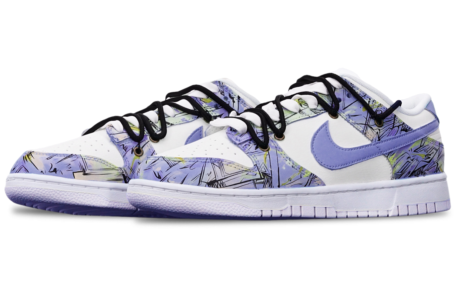 Lookbook 【定製球鞋】Nike Dunk Low 機械線路 賽博朋克風 抽象塗鴉 解構雙鞋帶 限量特殊鞋盒 低筒 板鞋 GS 藍紫