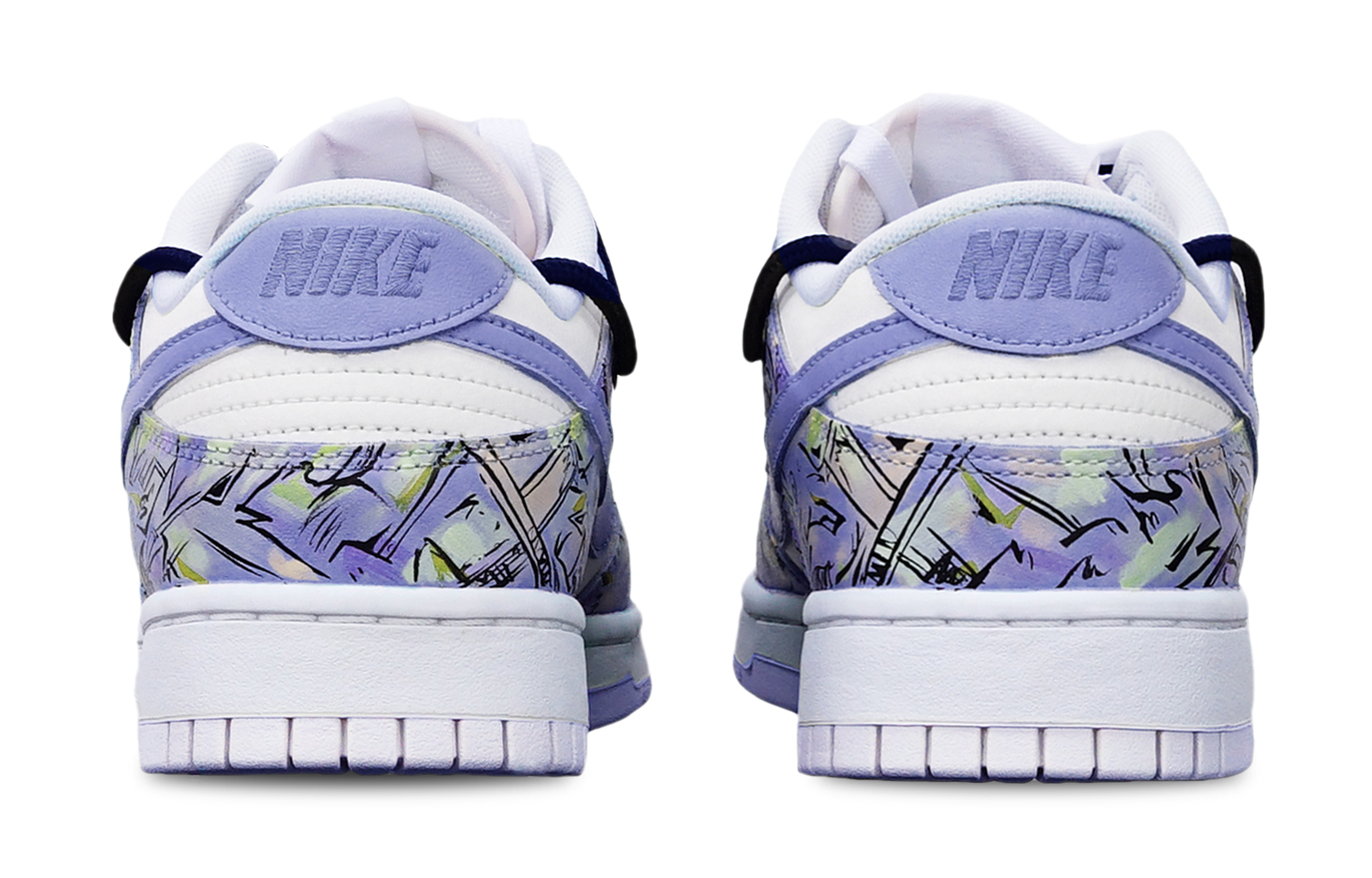 Shop 【定製球鞋】Nike Dunk Low 機械線路 賽博朋克風 抽象塗鴉 解構雙鞋帶 限量特殊鞋盒 低筒 板鞋 GS 藍紫