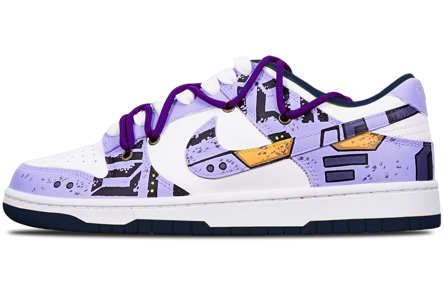 Buy 【客製球鞋】 Nike Dunk Low 戰損II高達機械風賽博龐克 解構雙鞋帶 限量特殊鞋盒 低筒 滑板鞋 GS 藍紫