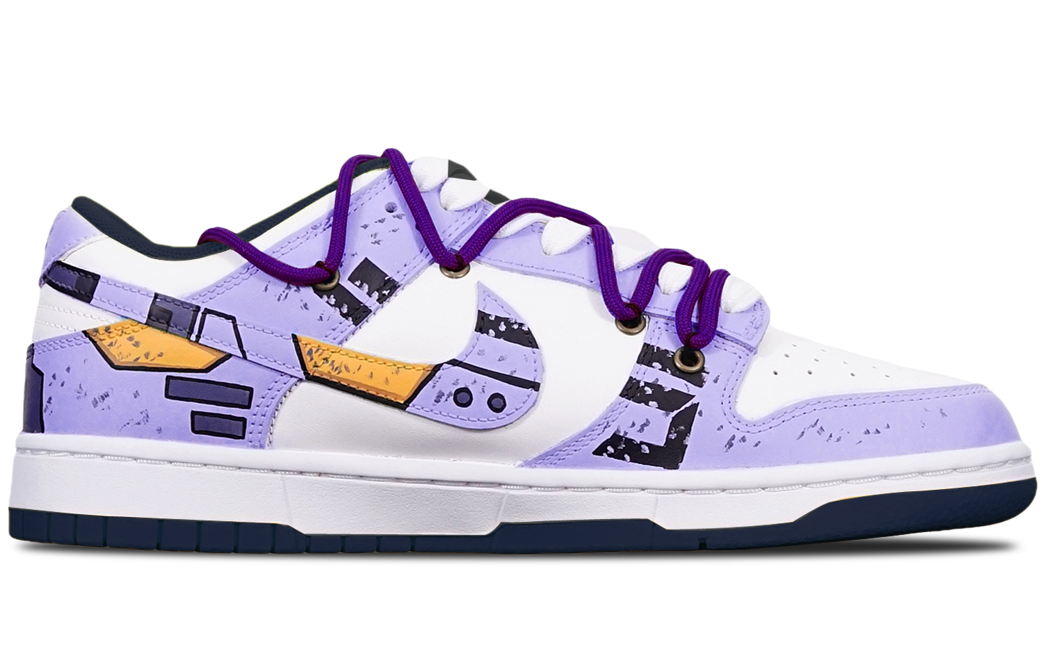 Order 【客製球鞋】 Nike Dunk Low 戰損II高達機械風賽博龐克 解構雙鞋帶 限量特殊鞋盒 低筒 滑板鞋 GS 藍紫