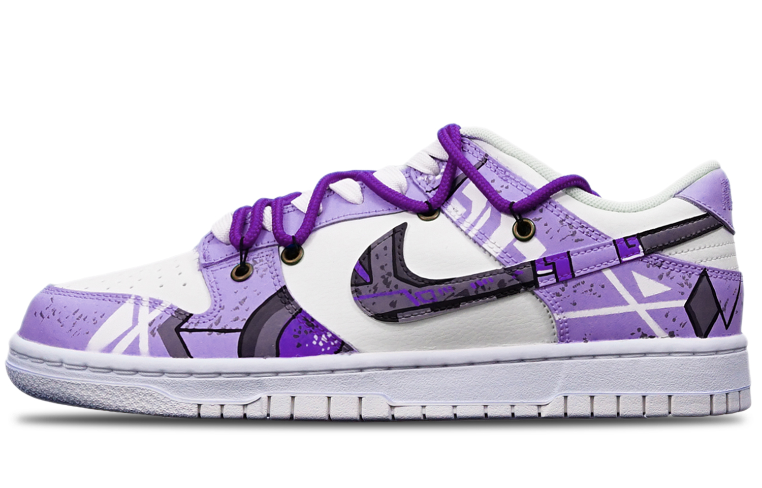 Buy [Sepatu Custom] Nike Dunk Low 'Cyberpunk Deconstructed Ungu Putih' DH9765-100(TeamT-战损紫白女S-BOX)