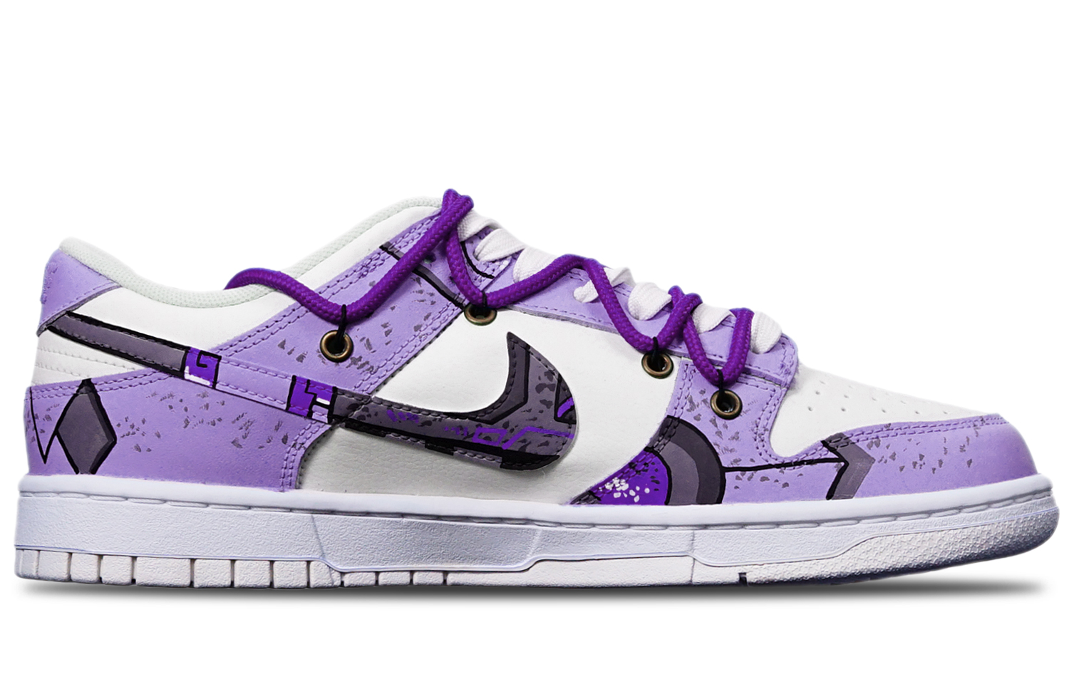 Order [Sepatu Custom] Nike Dunk Low 'Cyberpunk Deconstructed Ungu Putih' DH9765-100(TeamT-战损紫白女S-BOX)