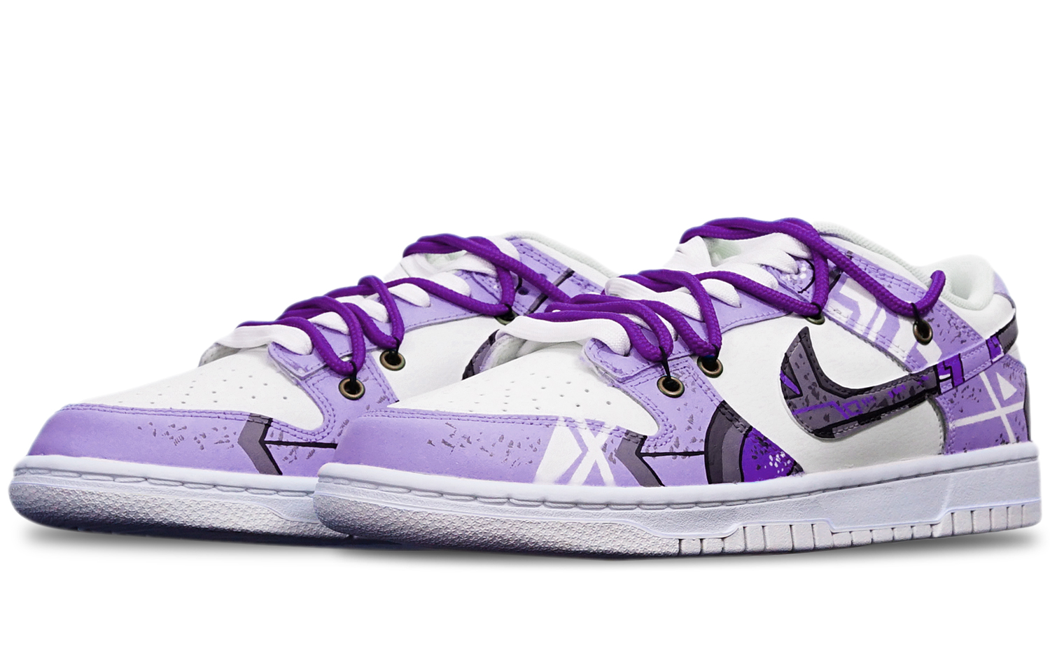 Lookbook [Sepatu Custom] Nike Dunk Low 'Cyberpunk Deconstructed Ungu Putih' DH9765-100(TeamT-战损紫白女S-BOX)