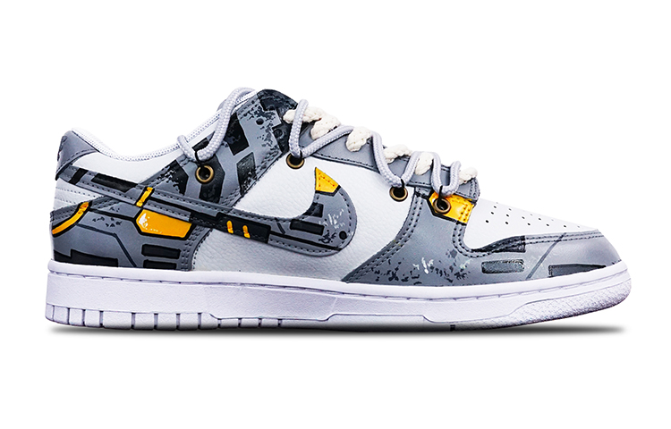 Order 【定制球鞋】Nike Dunk Low 賽博朋克 機能風 Vibe風 特殊鞋盒 解構 低幫 板鞋 GS 白灰橙