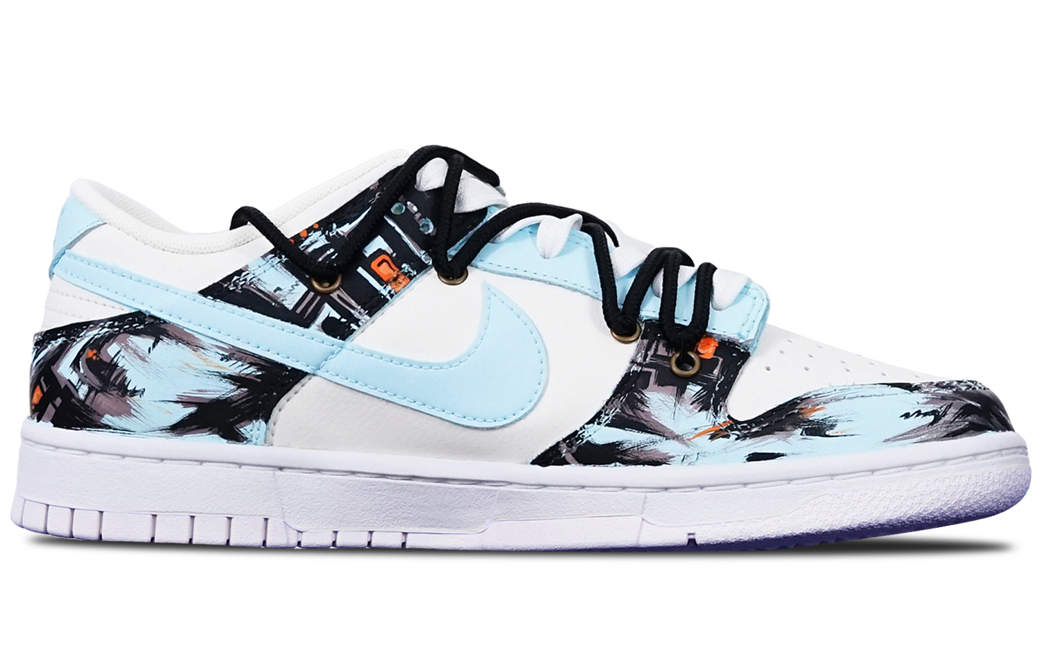 Order [Sepatu Custom] Nike Dunk Low 'Cyberpunk Graffiti Biru Putih' DH9765-100(TeamT-赛博涂鸦蓝白S-BOX)