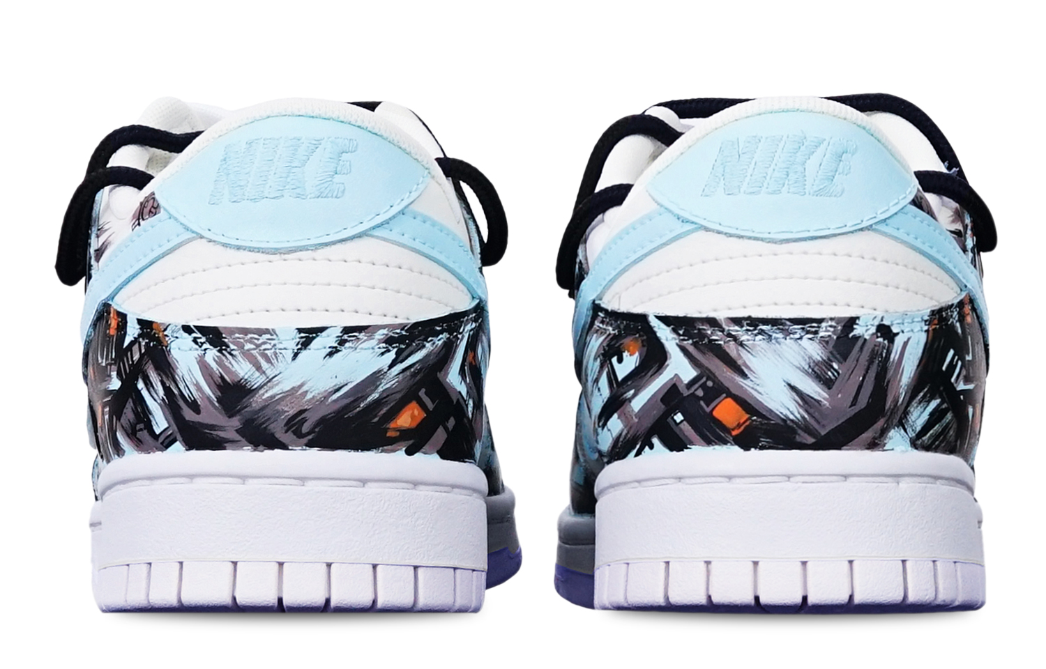 Shop [Sepatu Custom] Nike Dunk Low 'Cyberpunk Graffiti Biru Putih' DH9765-100(TeamT-赛博涂鸦蓝白S-BOX)
