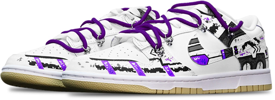 Nike Dunk Low "Gundam Cyberpunk" Negro/Blanco/Morado DV0833-100(TeamT-战损III白紫S-BOX) Lookbook Nike Dunk Low "Gundam Cyberpunk" Negro/Blanco/Morado DV0833-100(TeamT-战损III白紫S-BOX)