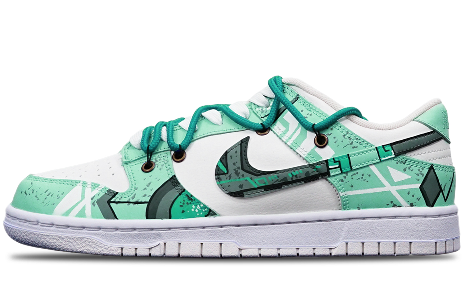 Buy カスタム ダンク ロー "サイバーパンク メカ - 緑白" DH9765-100(TeamT-战损蒂芙尼女S-BOX)