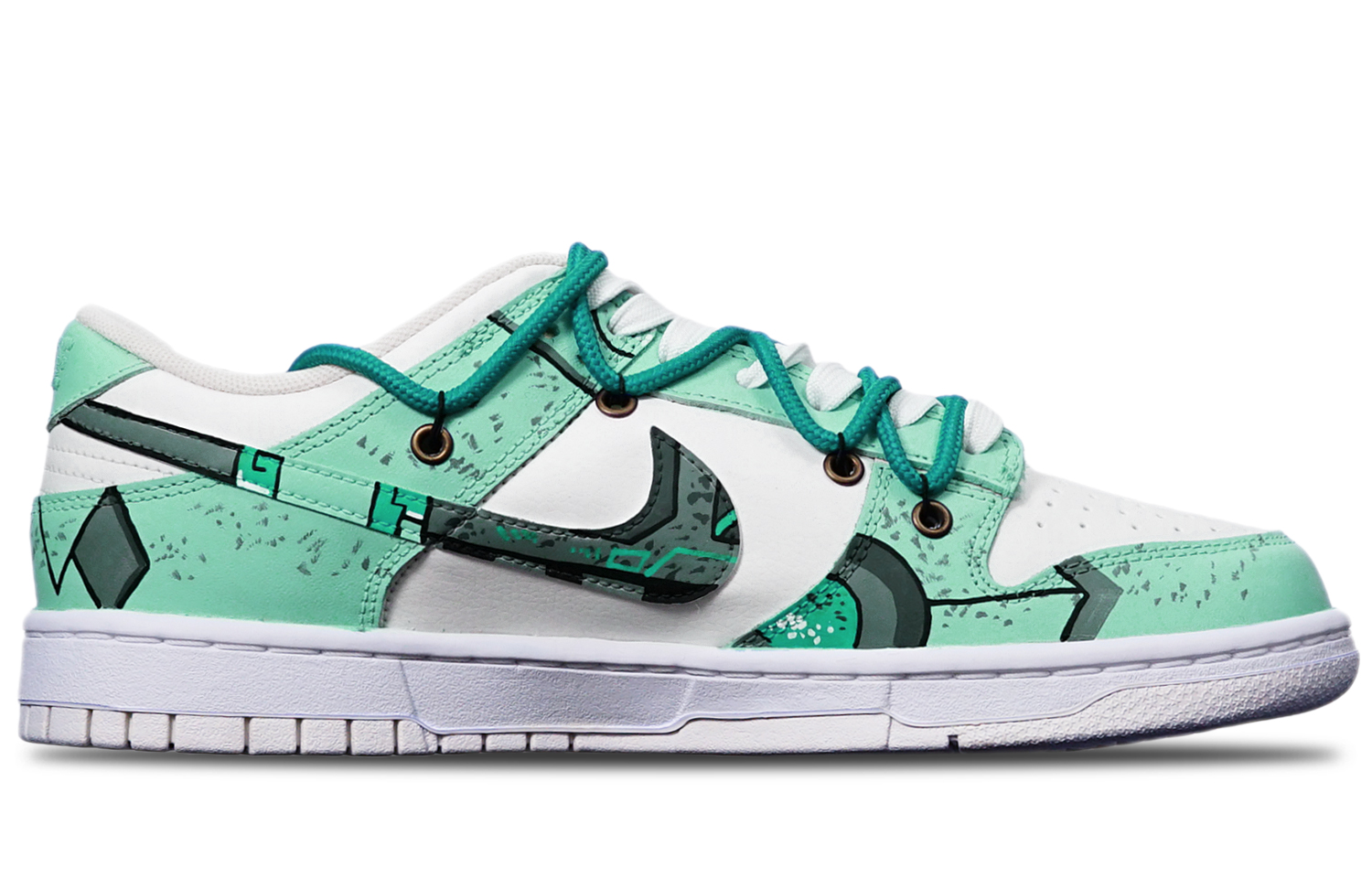 Order カスタム ダンク ロー "サイバーパンク メカ - 緑白" DH9765-100(TeamT-战损蒂芙尼女S-BOX)