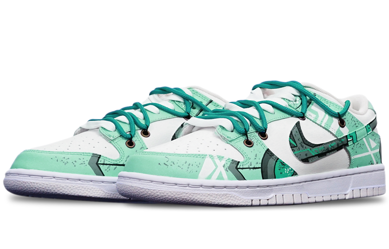 Lookbook カスタム ダンク ロー "サイバーパンク メカ - 緑白" DH9765-100(TeamT-战损蒂芙尼女S-BOX)