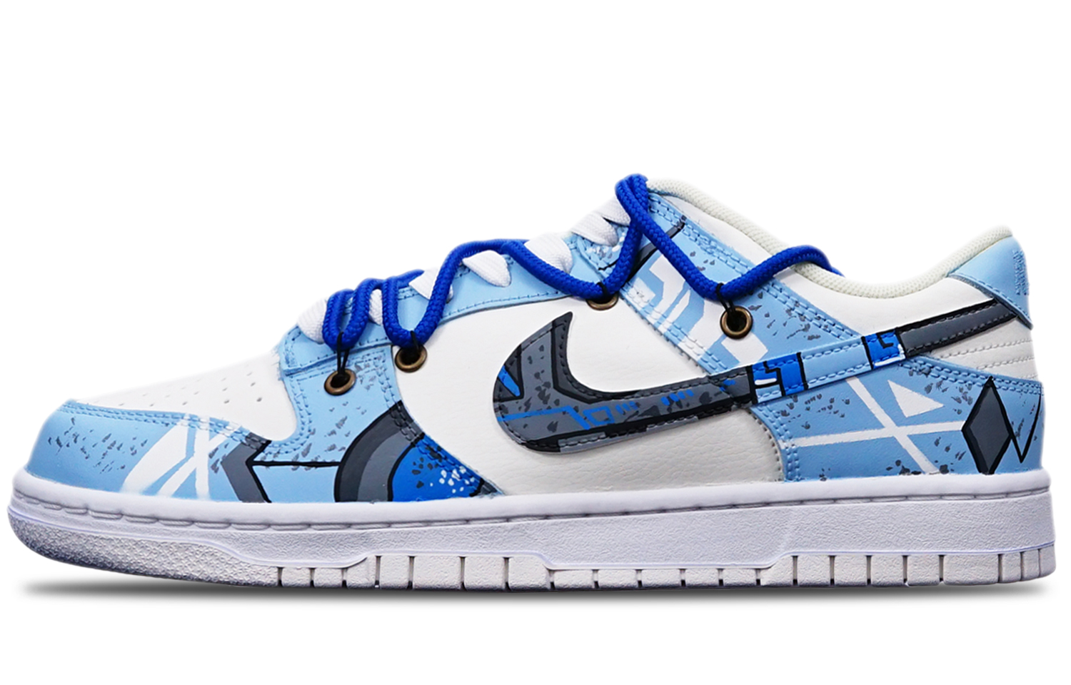 Buy 나이키 덩크 로우 '사이버펑크 메카 블루-화이트' (커스텀) DH9765-100(TeamT-战损雾霾蓝女S-BOX)