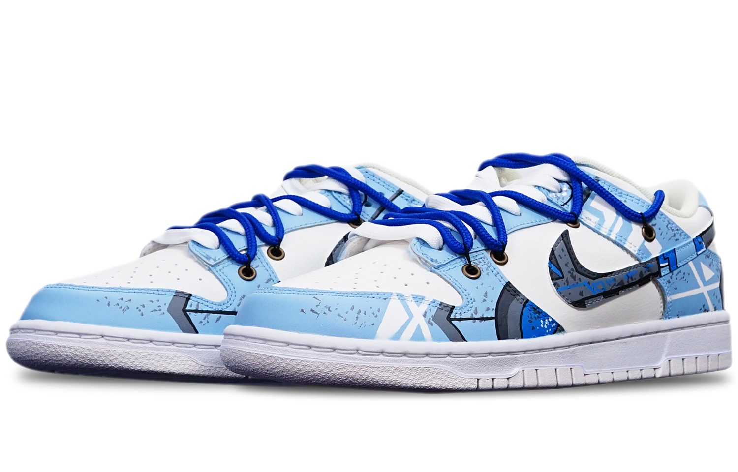 Lookbook 나이키 덩크 로우 '사이버펑크 메카 블루-화이트' (커스텀) DH9765-100(TeamT-战损雾霾蓝女S-BOX)