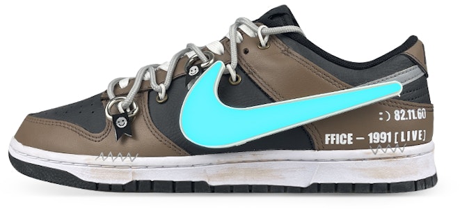 【定制球鞋】 Nike Dunk Low 賽博朋克 Led勾 摩卡 笑臉 金屬扣 低幫 板鞋 GS 黑棕色 Order 【定制球鞋】 Nike Dunk Low 賽博朋克 Led勾 摩卡 笑臉 金屬扣 低幫 板鞋 GS 黑棕色