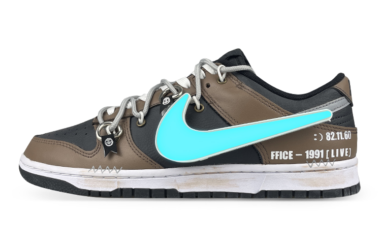 Order [定制鞋款] 耐克Dunk Low '赛博朋克摩卡微笑脸扣' DJ6188-002(Team叁-男LED摩卡金属扣)