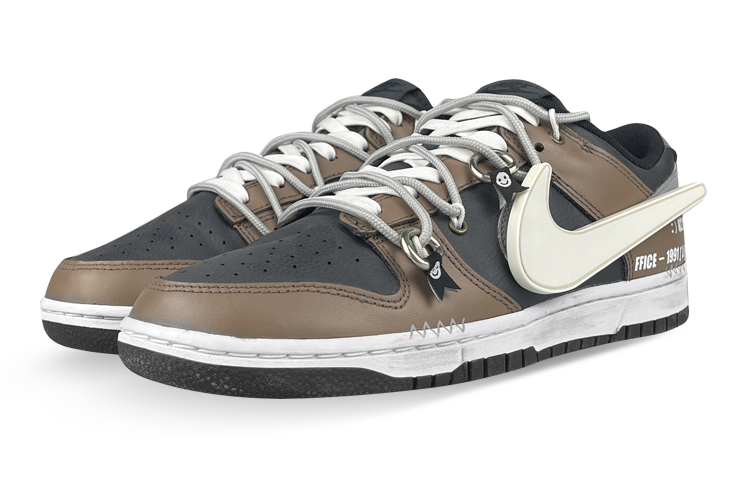 Shop [Sepatu Custom] Nike Dunk Low 'Cyberpunk Mocha Smile' CW1590-100(Team叁-女款LED摩卡笑脸金属扣)