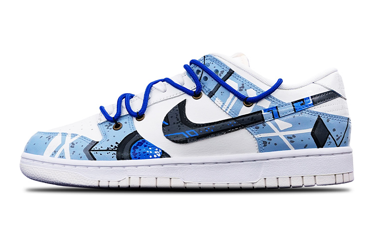 Buy 【定製球鞋】Nike Dunk Low 賽博朋克 機械風 Vibe 噴繪 限量特殊鞋盒 解構雙鞋帶 低幫 板鞋 GS 藍白