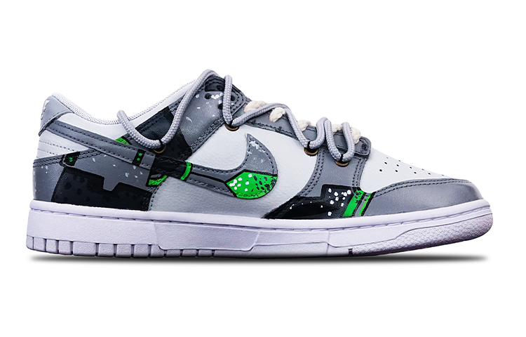 Order 【カスタムシューズ】ナイキ ダンク ロー「サイバーパンクバイブ」 DH9765-100(TeamT-机械白灰绿S-BOX)