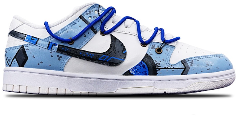 【定製球鞋】Nike Dunk Low 賽博朋克 機械風 Vibe 噴繪 限量特殊鞋盒 解構雙鞋帶 低幫 板鞋 GS 藍白 Order 【定製球鞋】Nike Dunk Low 賽博朋克 機械風 Vibe 噴繪 限量特殊鞋盒 解構雙鞋帶 低幫 板鞋 GS 藍白