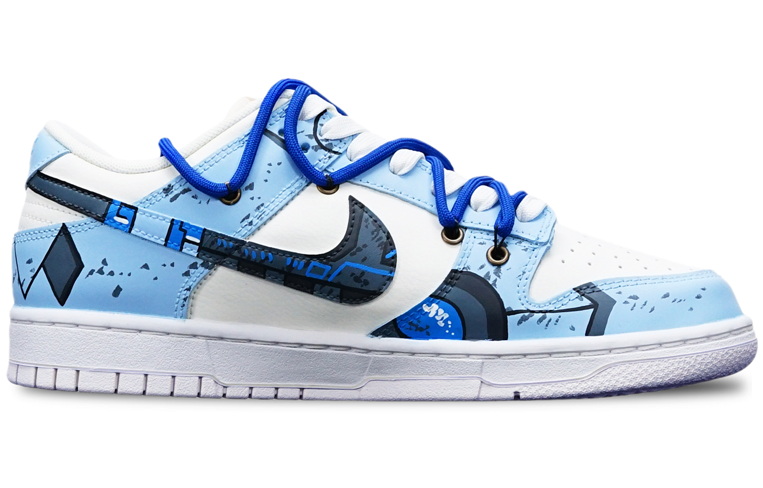 Lookbook [Kasut Custom] Nike Dunk Low 'Cyberpunk Gundam Usang Biru Asap Deconstructed' DH9765-100(TeamT-光变雾霾蓝S-BOX)