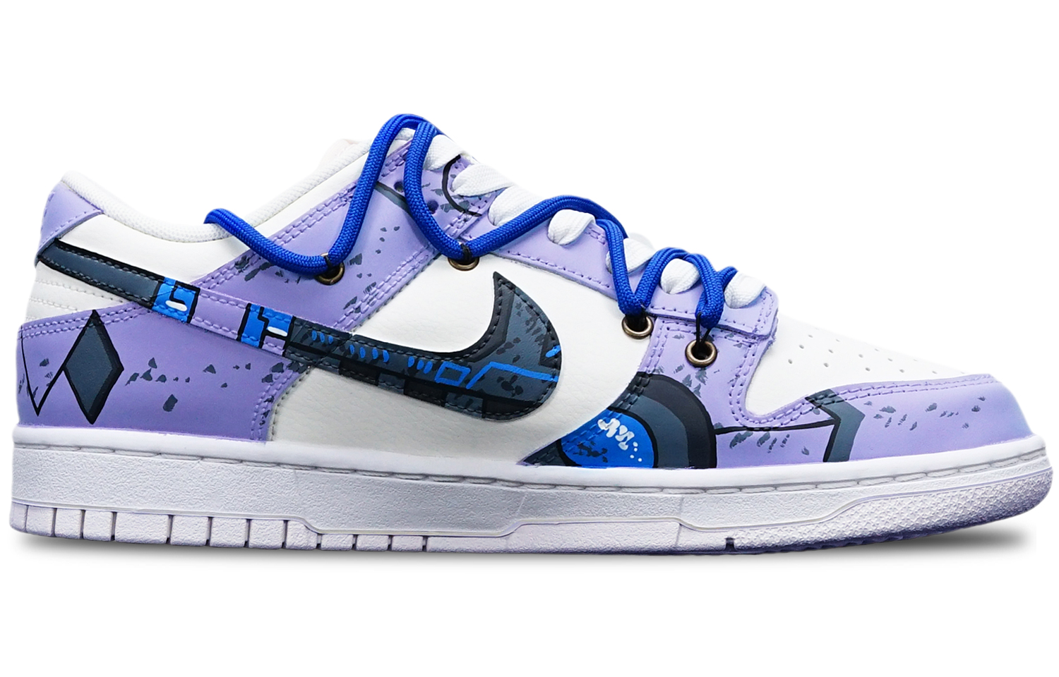 Shop [Kasut Custom] Nike Dunk Low 'Cyberpunk Gundam Usang Biru Asap Deconstructed' DH9765-100(TeamT-光变雾霾蓝S-BOX)