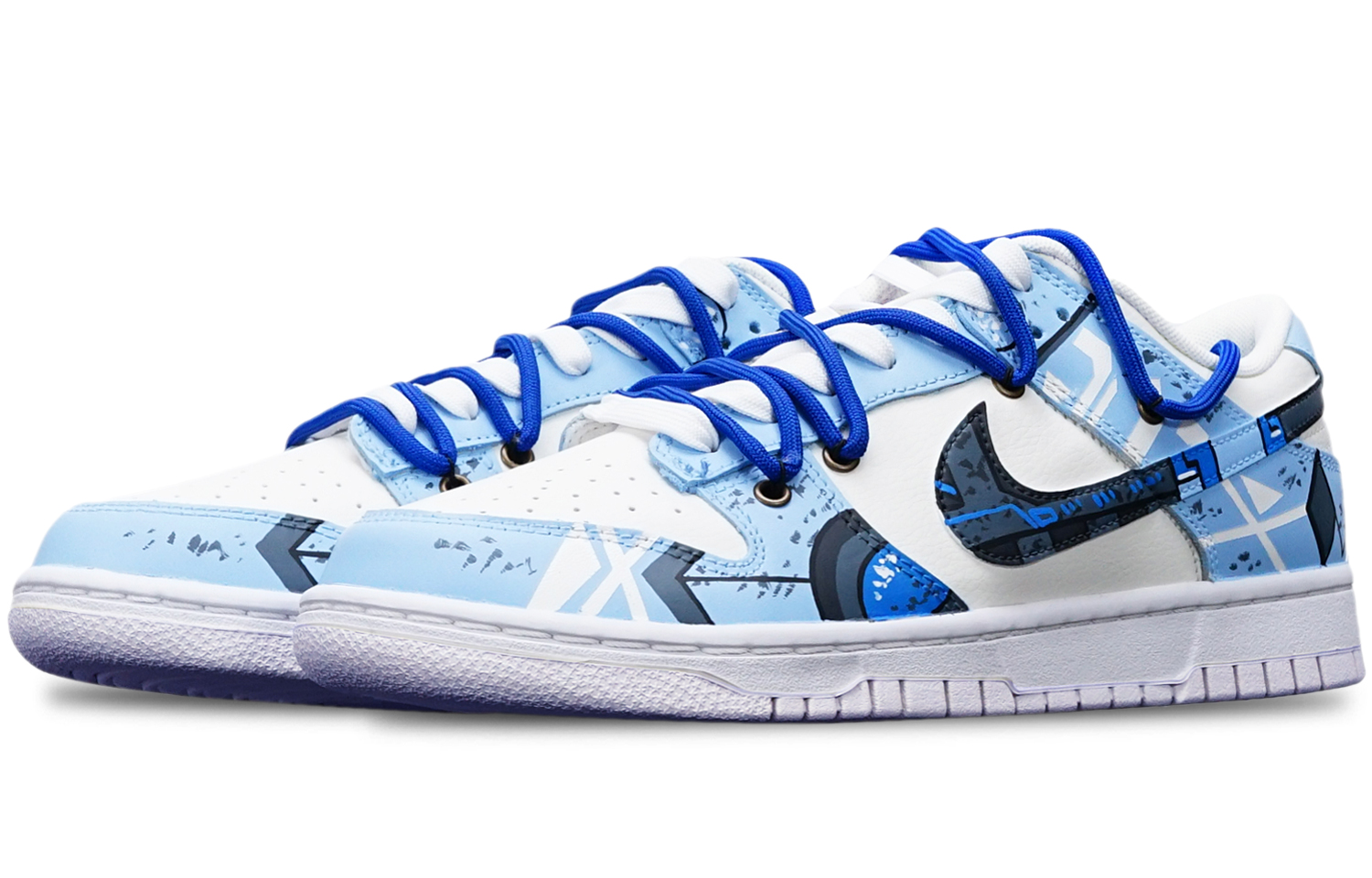 Purchase [Kasut Custom] Nike Dunk Low 'Cyberpunk Gundam Usang Biru Asap Deconstructed' DH9765-100(TeamT-光变雾霾蓝S-BOX)