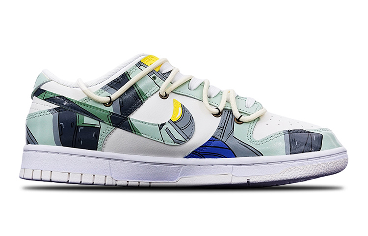 Order [Kasut Custom] Nike Dunk Low 'Getaran Zaku Cyberpunk' DH9765-100(TeamT-扎古绿白黄S-BOX)