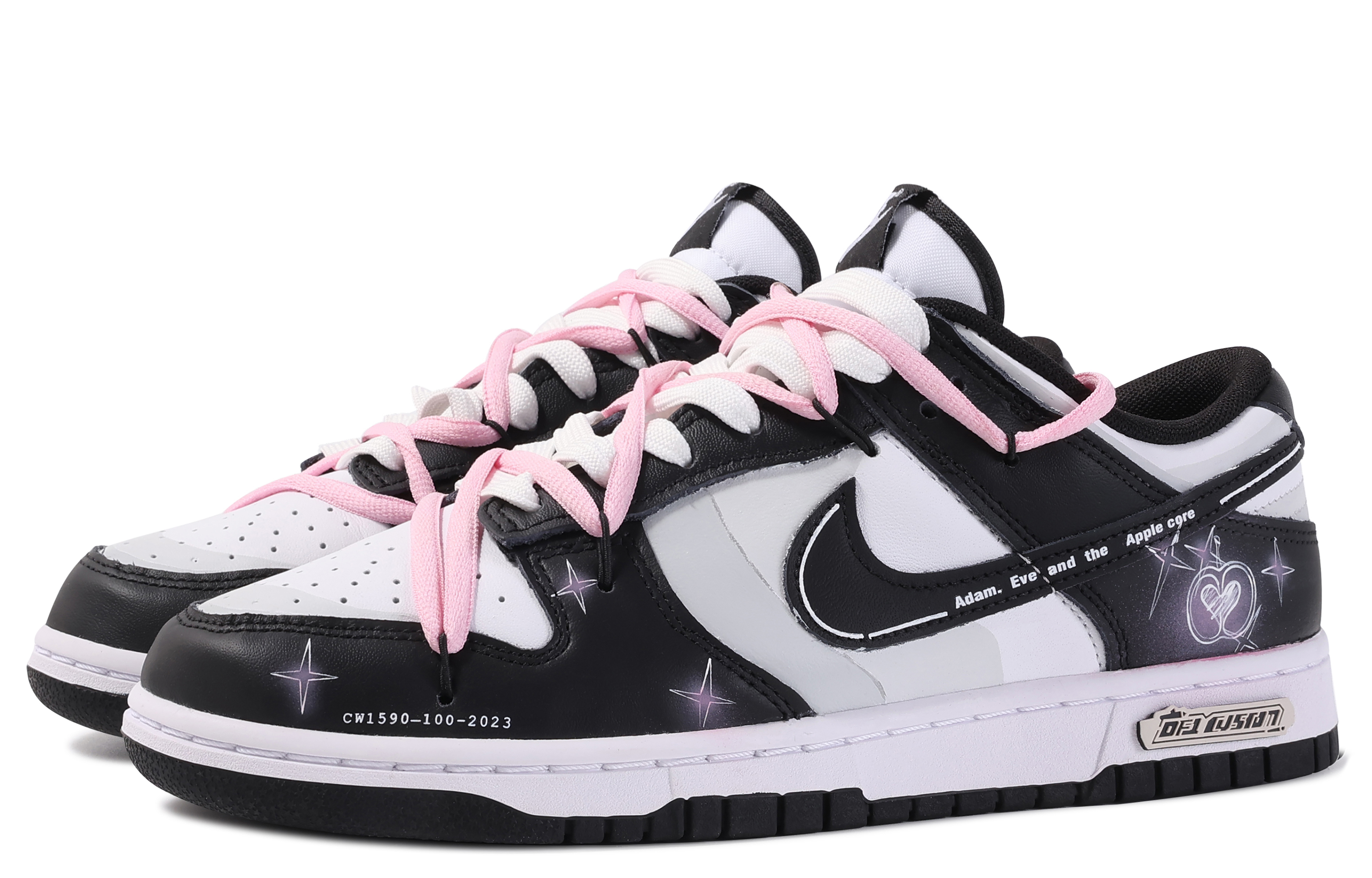 Shop [Kasut Custom] Nike Dunk Low 'Da Vinci Adam & Hawa dengan Core Epal' CW1590-100(TeamM-亚当夏娃与苹果核-BOX)