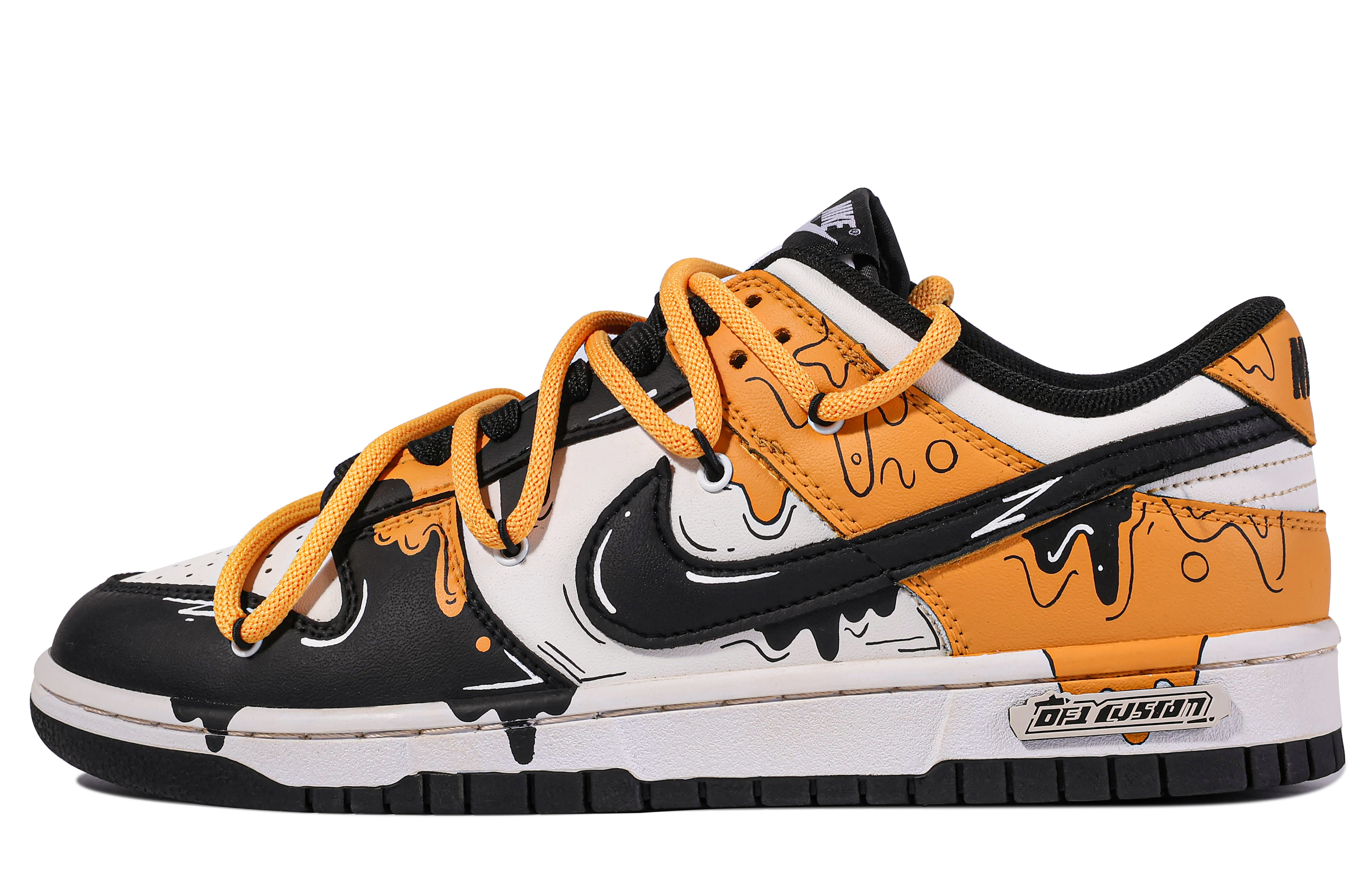 Buy [Zapatillas Personalizadas] Nike Dunk Low 'Da Vinci Negro-Oro Fluido' CW1590-100(TeamM-女款黑金流体-S-BOX)