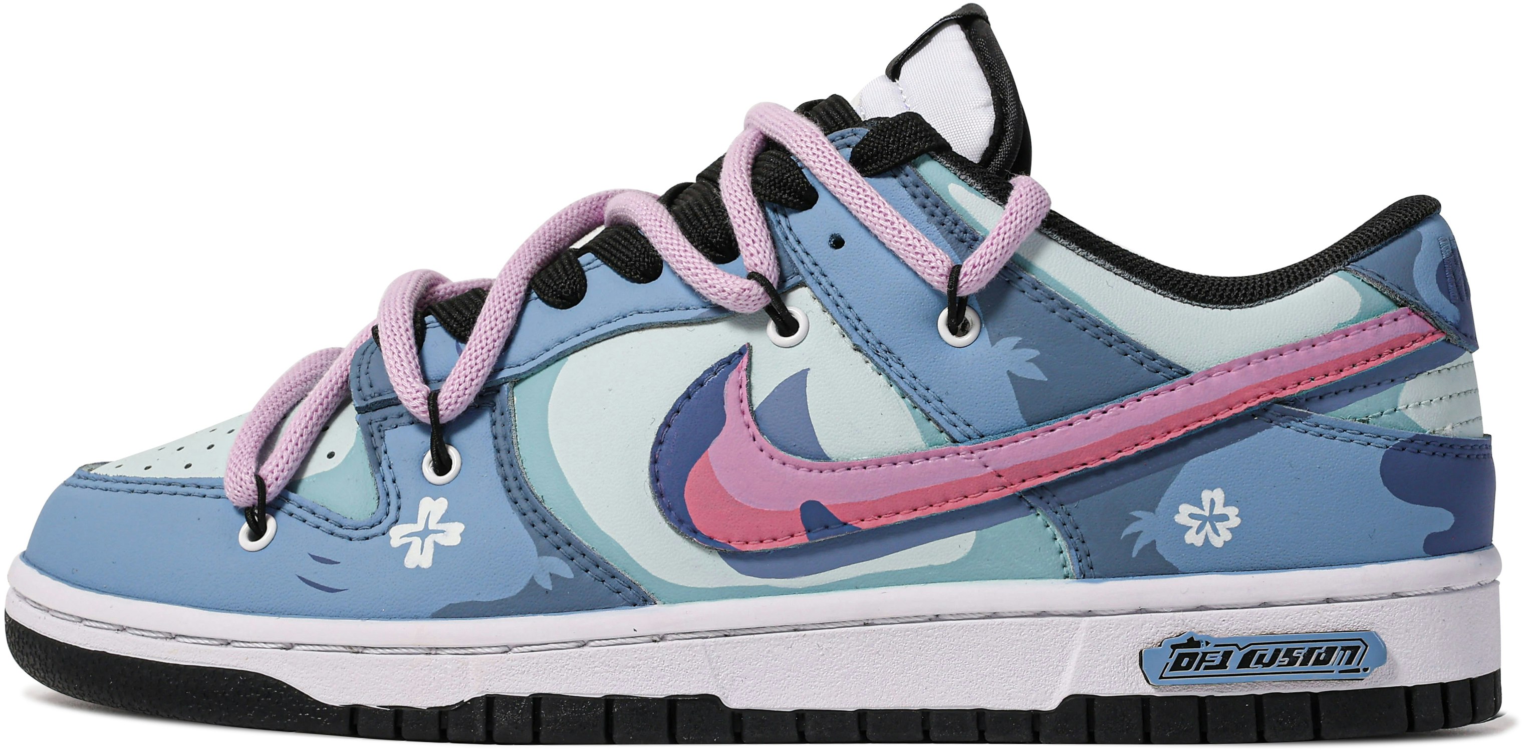 custom-shoes-nike-dunk-low-da-vinci-blue-purple-graffiti