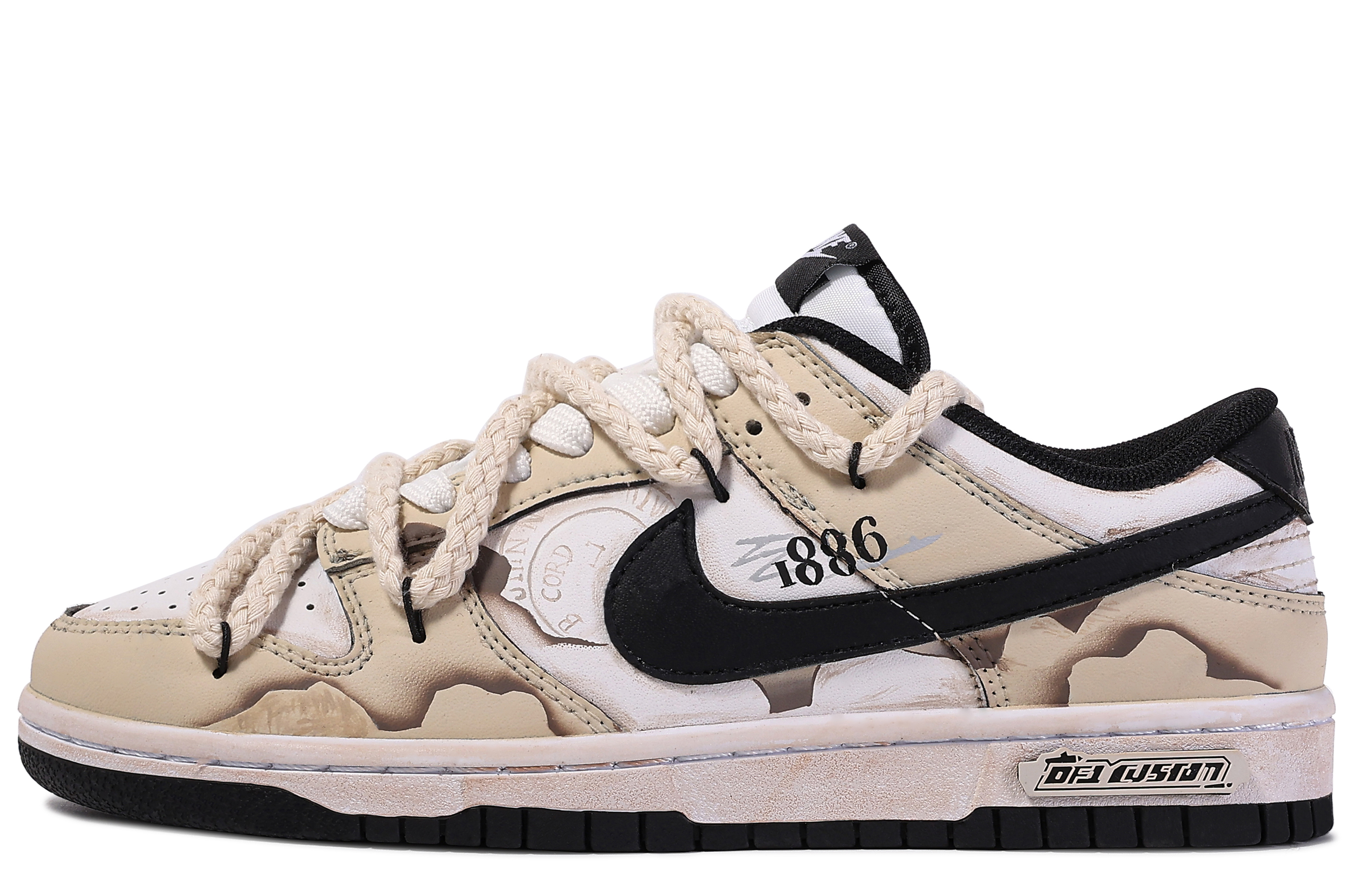 Buy [Zapatillas Personalizadas] Nike Dunk Low 'Da Vinci Marrón Blanco' CW1590-100(TeamM-大时报)
