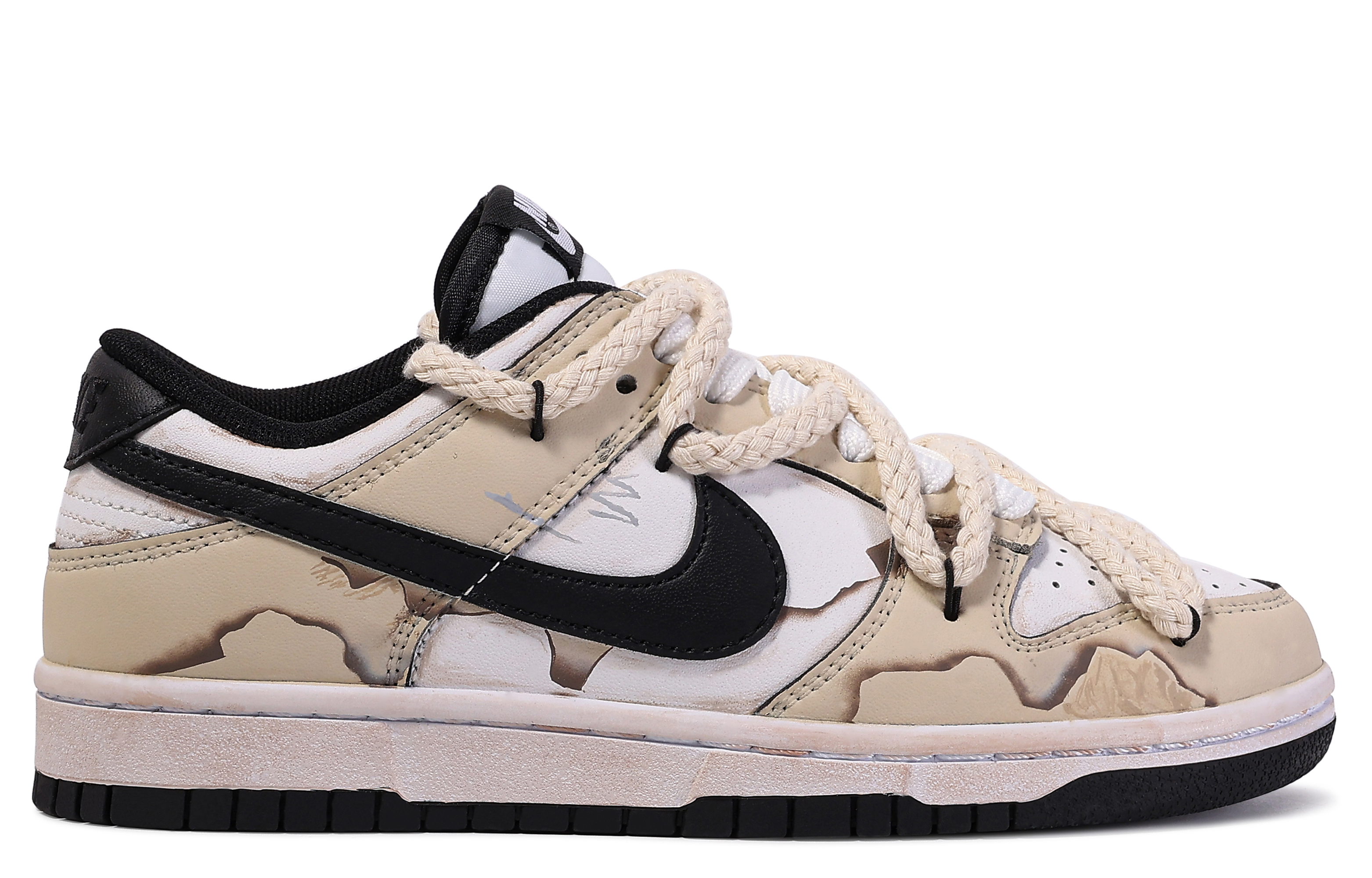 Lookbook [Zapatillas Personalizadas] Nike Dunk Low 'Da Vinci Marrón Blanco' CW1590-100(TeamM-大时报)