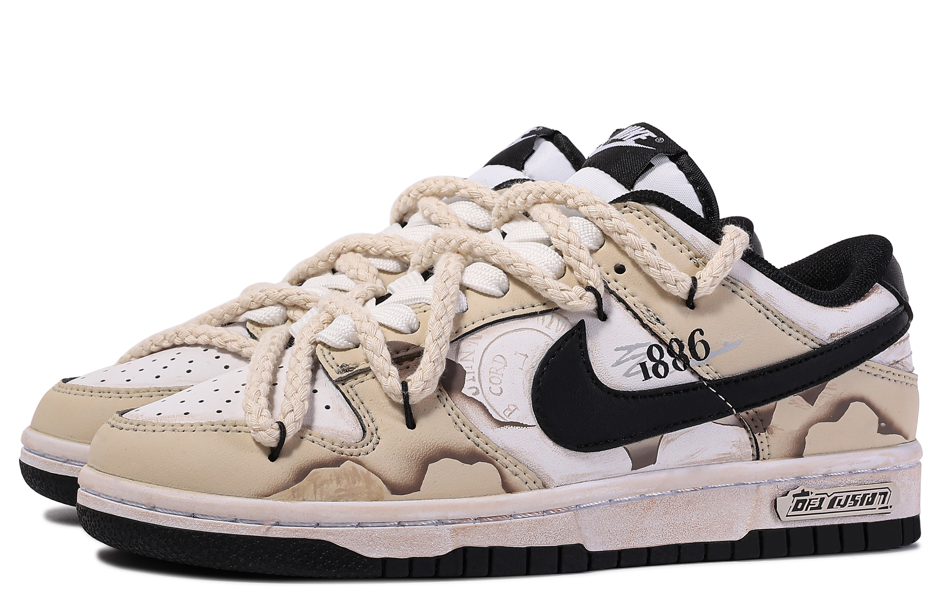 Shop [Zapatillas Personalizadas] Nike Dunk Low 'Da Vinci Marrón Blanco' CW1590-100(TeamM-大时报)