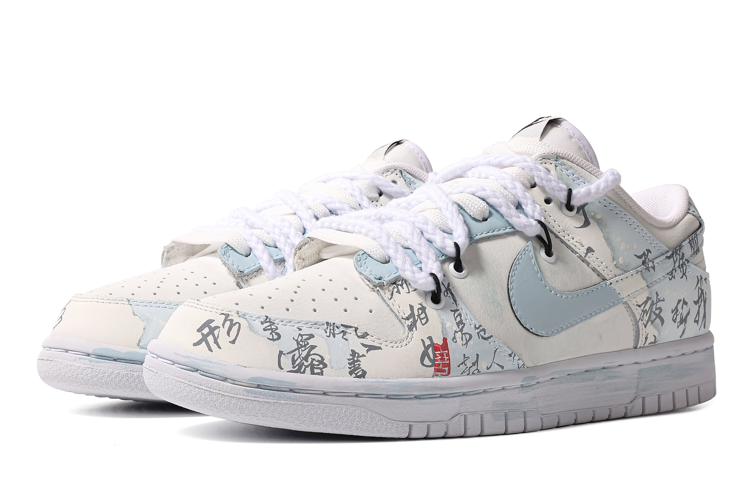 Lookbook [Zapatillas Personalizadas] Nike Dunk Low 'Caligrafía Da Vinci' DH9765-100(TeamM-女款青娴末韵S-BOX)