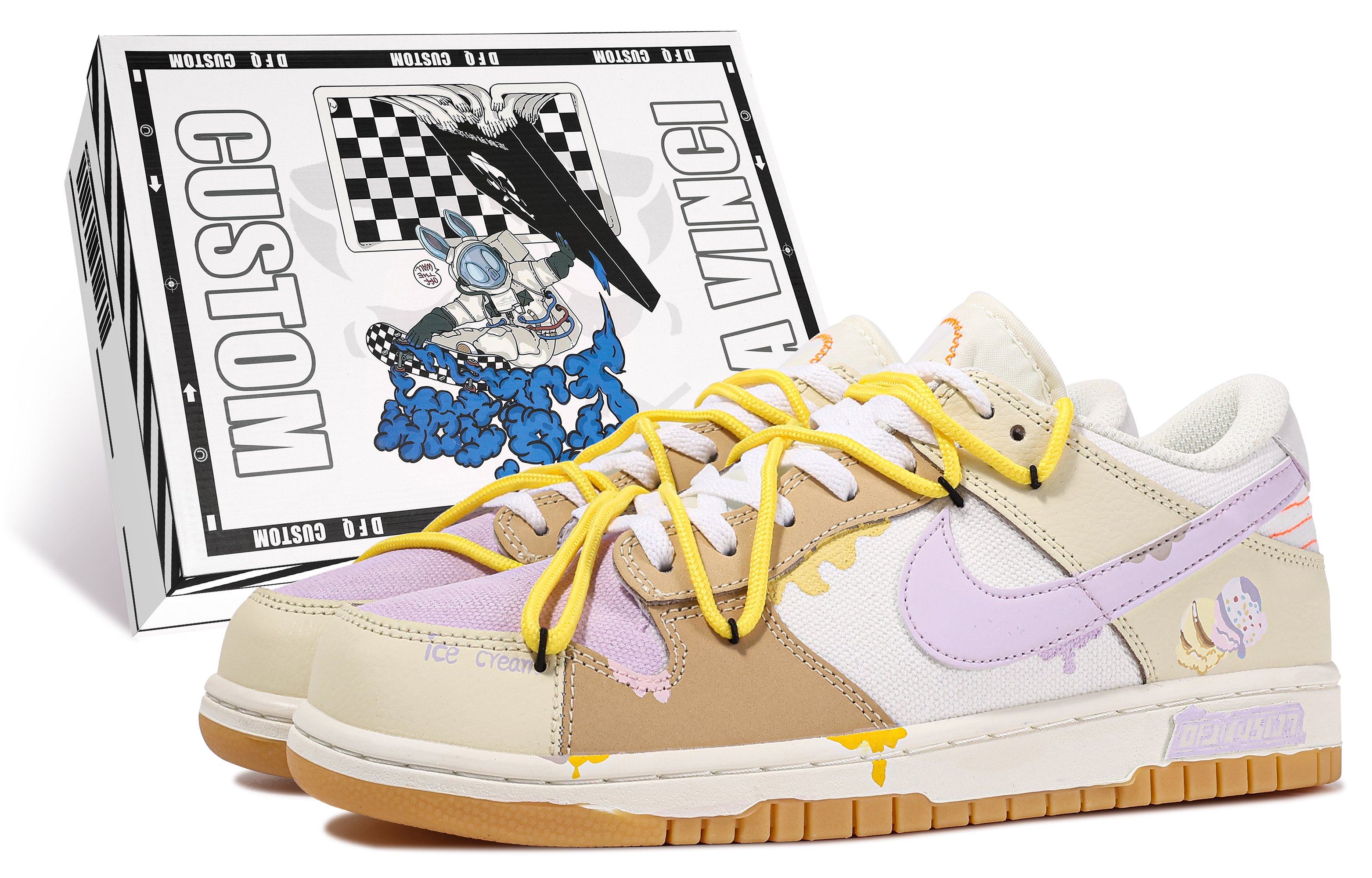 [Custom Shoes] Nike Dunk Low 'Da Vinci Cheesy Taro' - Novelship