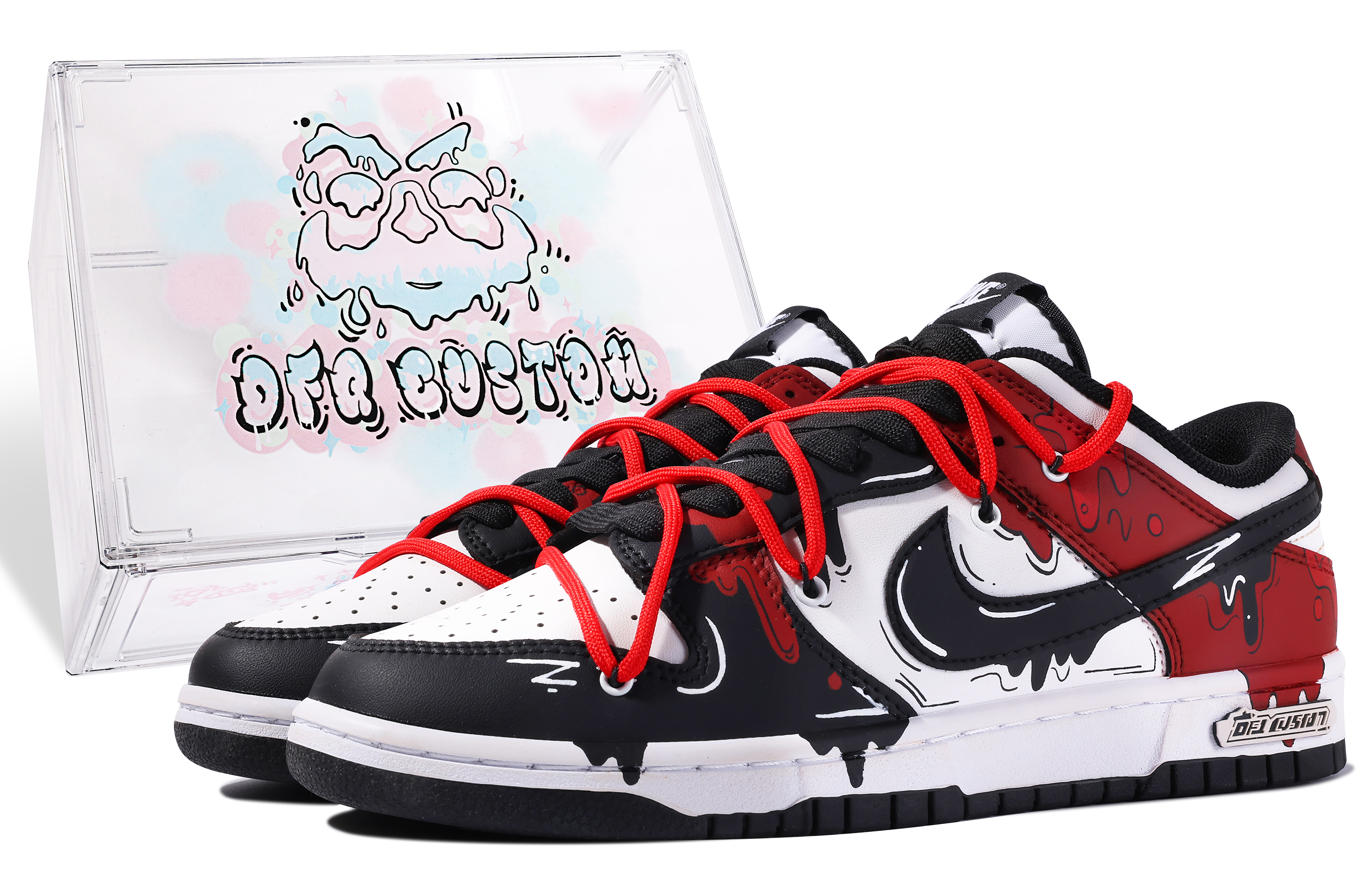 Buy [Custom Shoes] Nike Dunk Low 'Da Vinci Custom Black Red' - Novelship