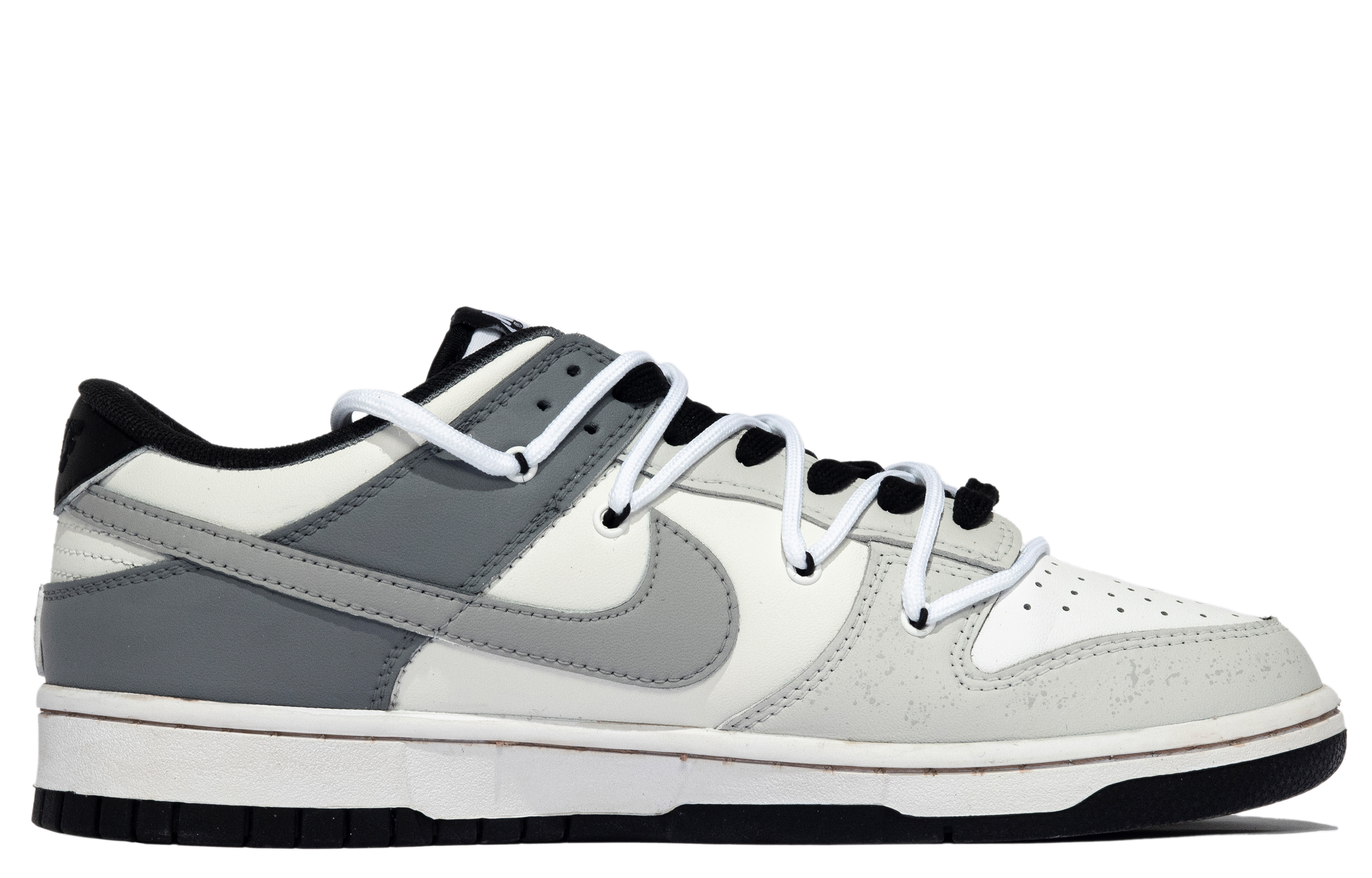 Order [Sepatu Kustom] Nike Dunk Low 'Da Vinci Custom Hitam Putih Abu-Abu' DD1391-100(TeamM-男款复古电玩S-BOX)