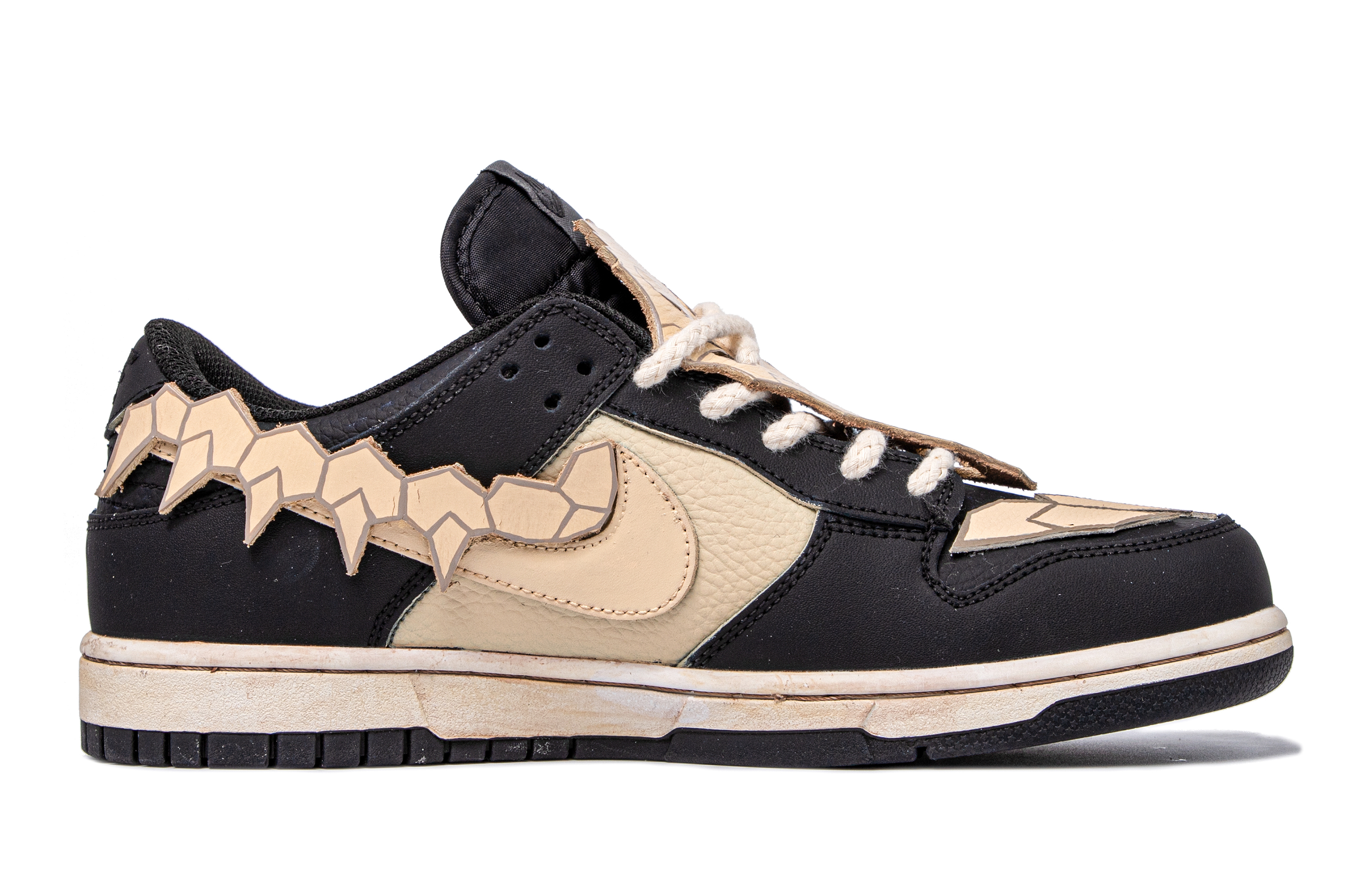 Order Zapatillas Nike Dunk Low 'Da Vinci Personalizadas Negro-Gris-Crema' DH9765-002(TeamM-女款复古鹿首黑灰米白)