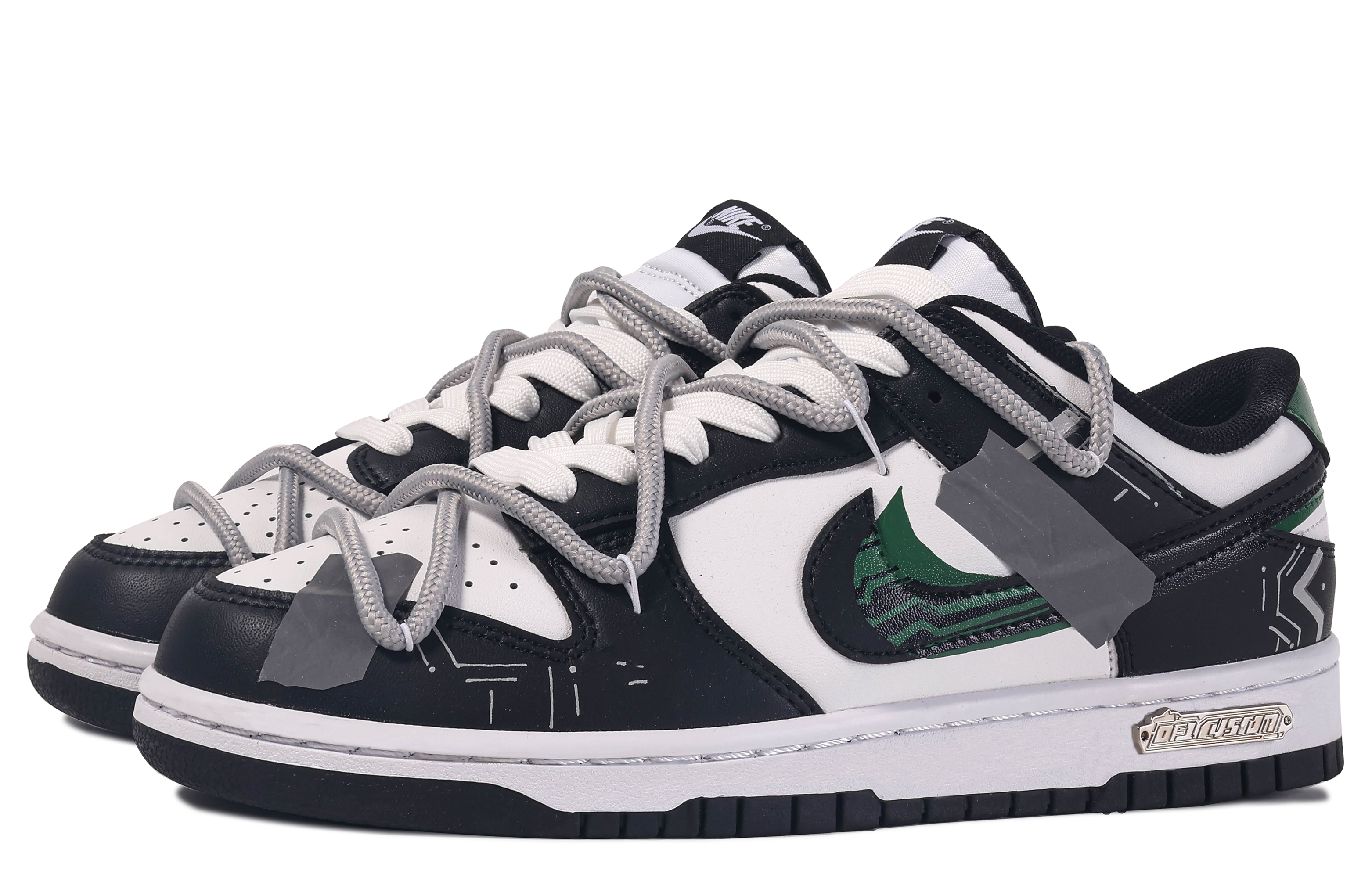 [Custom Shoes] Nike Dunk Low 'Da Vinci Custom Black White Green' 圖 3