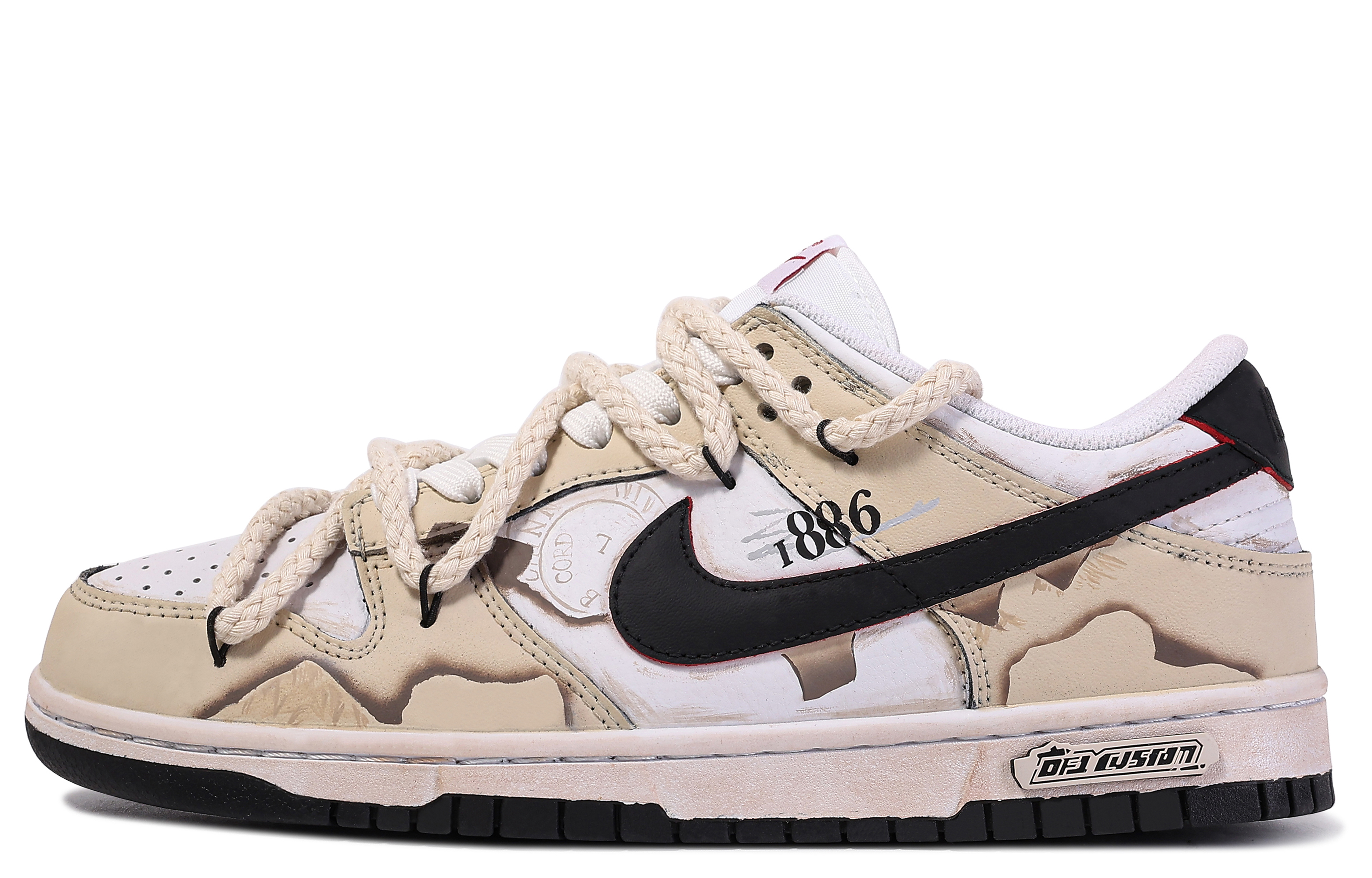 Buy [Kasut Disesuaikan] Nike Dunk Rendah 'Da Vinci Custom Coklat-Putih' FB3354-001(TeamM-大时报)