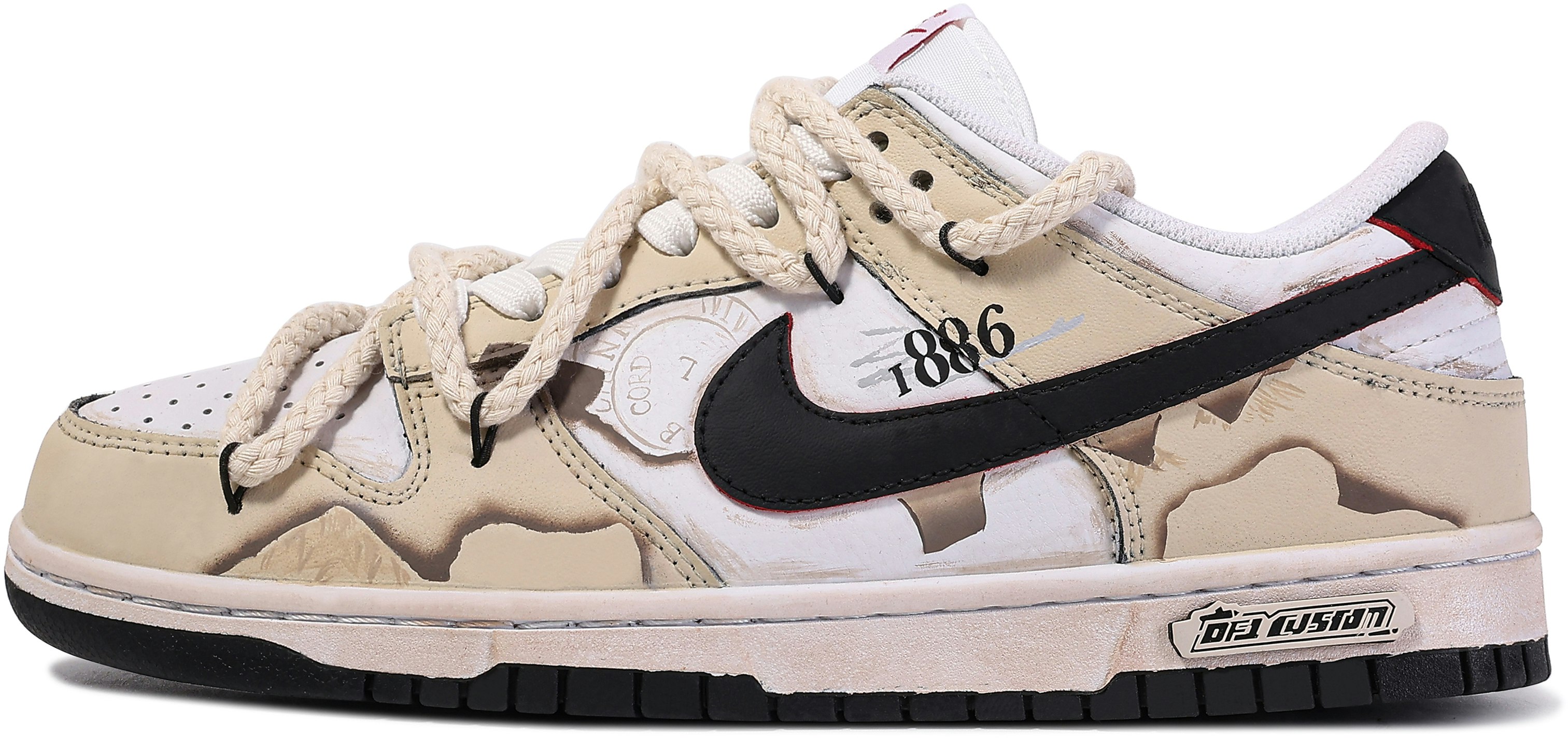 custom-shoes-nike-dunk-low-da-vinci-custom-brown-white