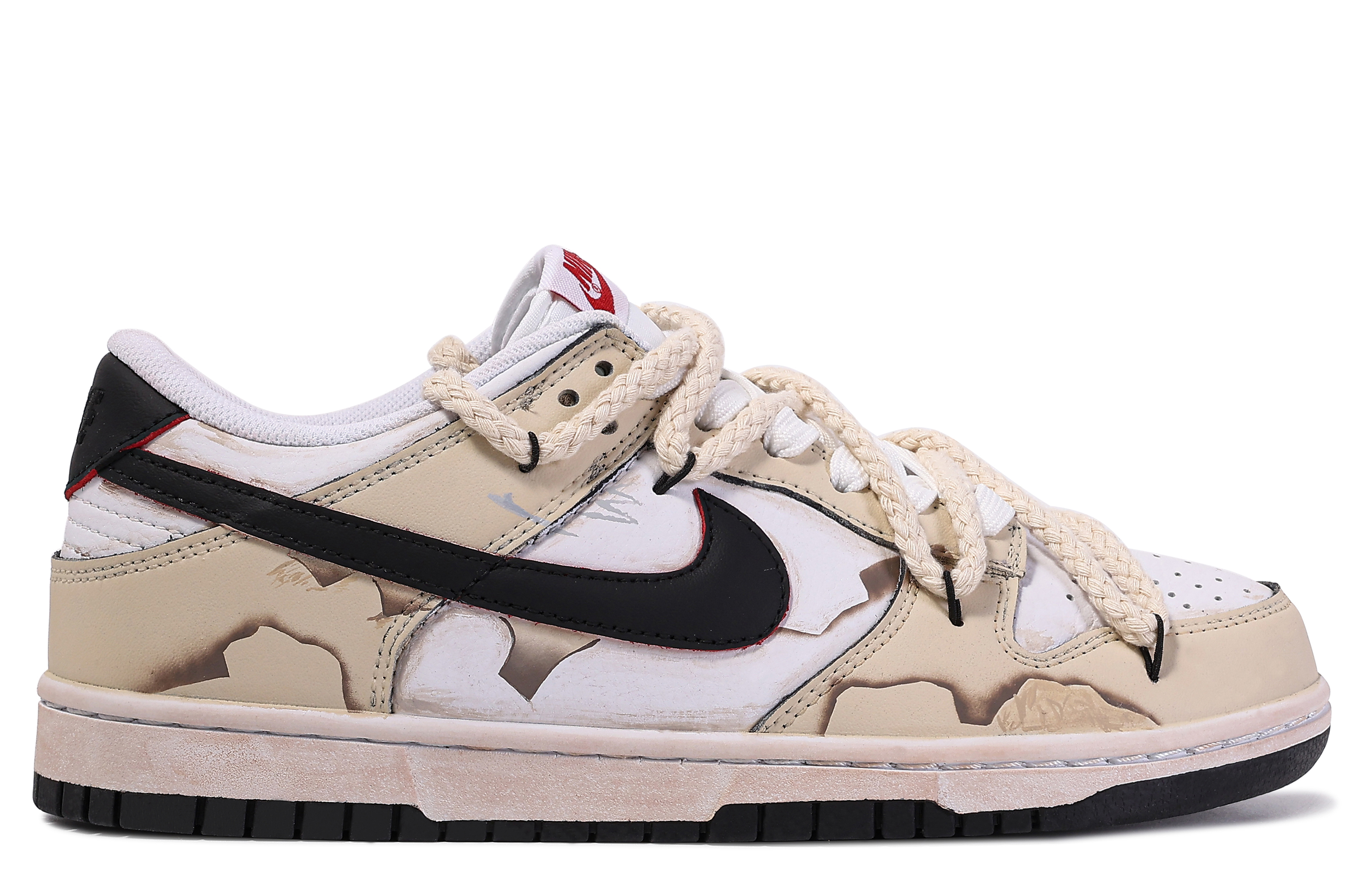 Lookbook [Kasut Disesuaikan] Nike Dunk Rendah 'Da Vinci Custom Coklat-Putih' FB3354-001(TeamM-大时报)